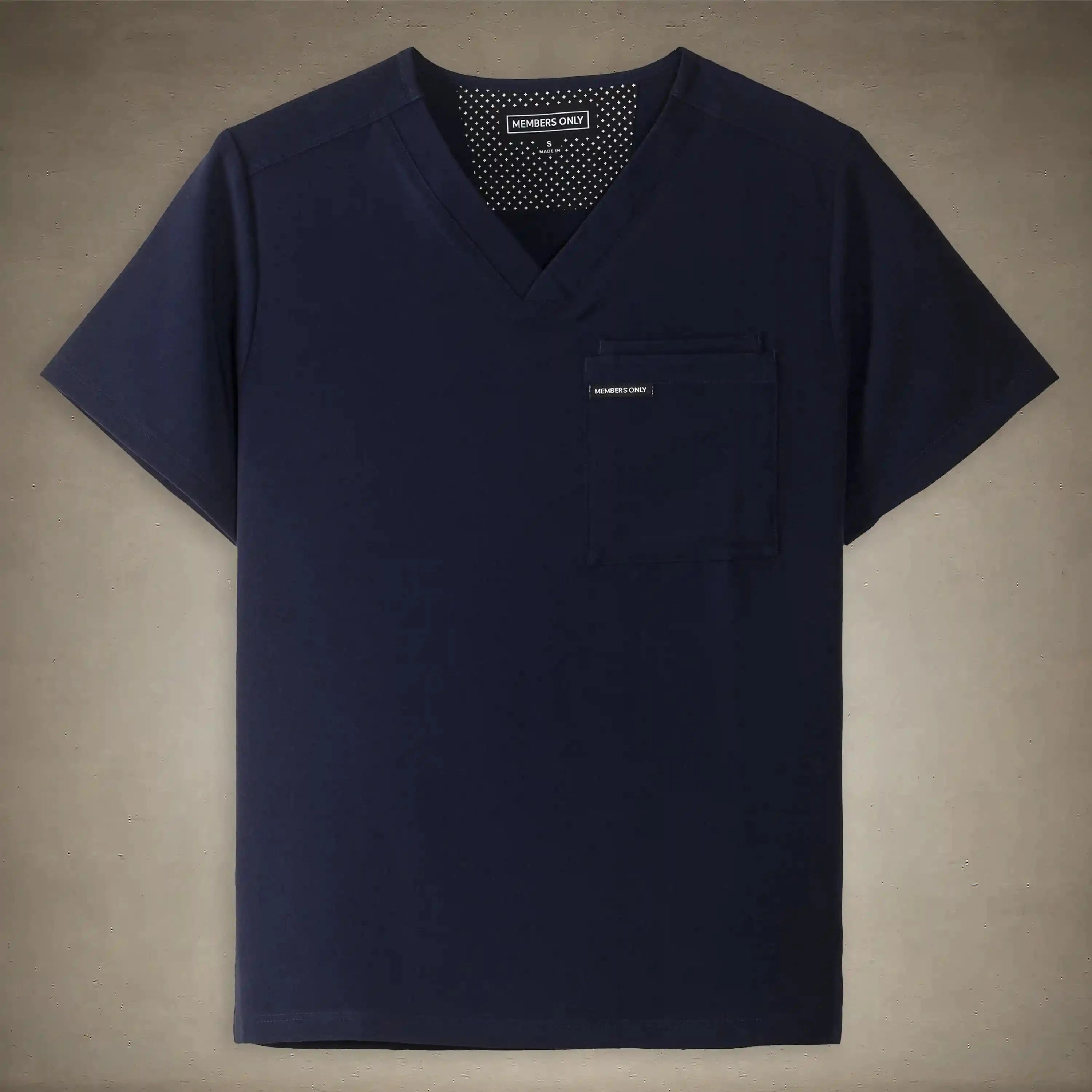 Members Only Brighton 2-Pocket Men's Medical Scrubs Top for hospital uniforms Small Navy