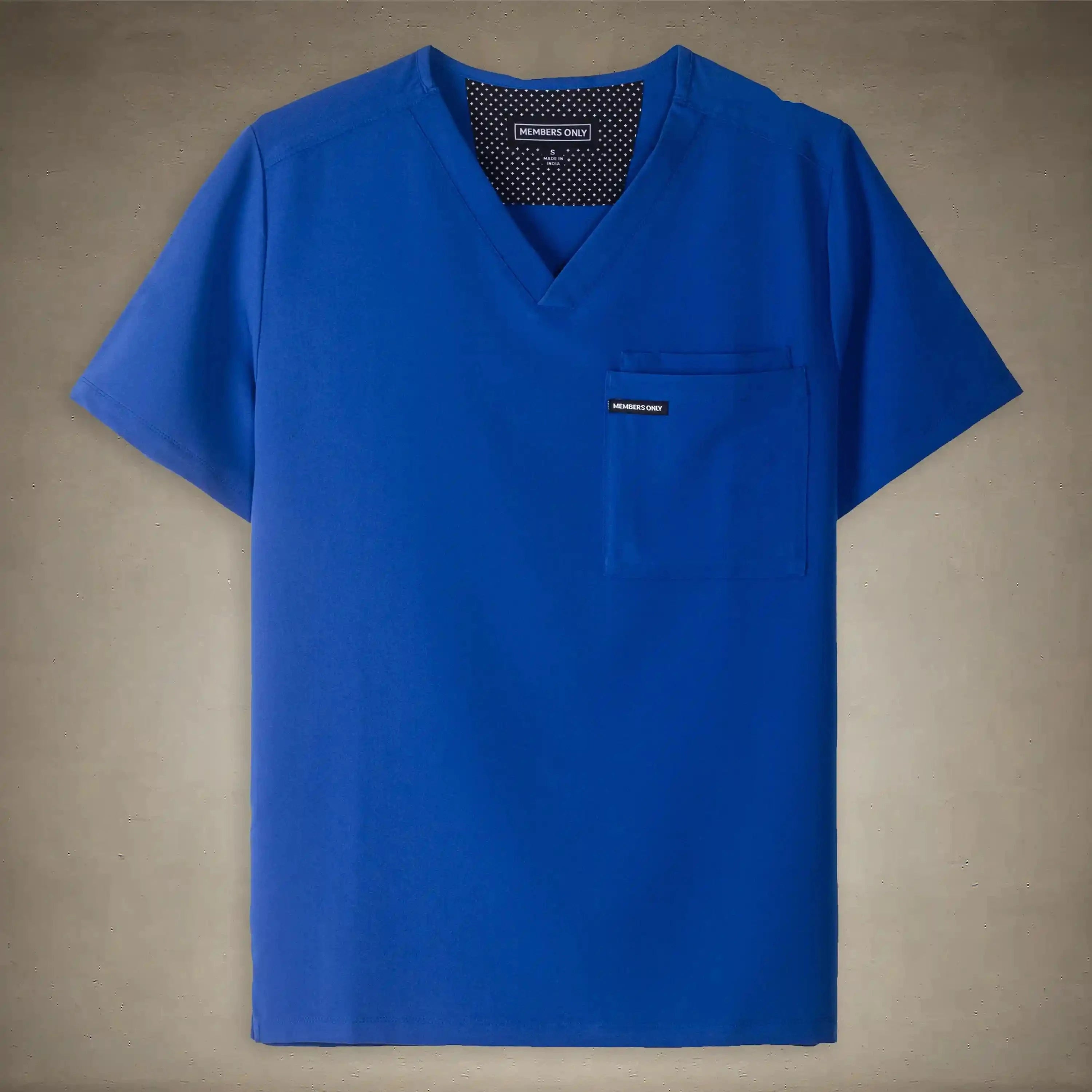 Members Only Brighton 2-Pocket Men's Medical Scrubs Top for hospital uniforms Small Royal-Blue