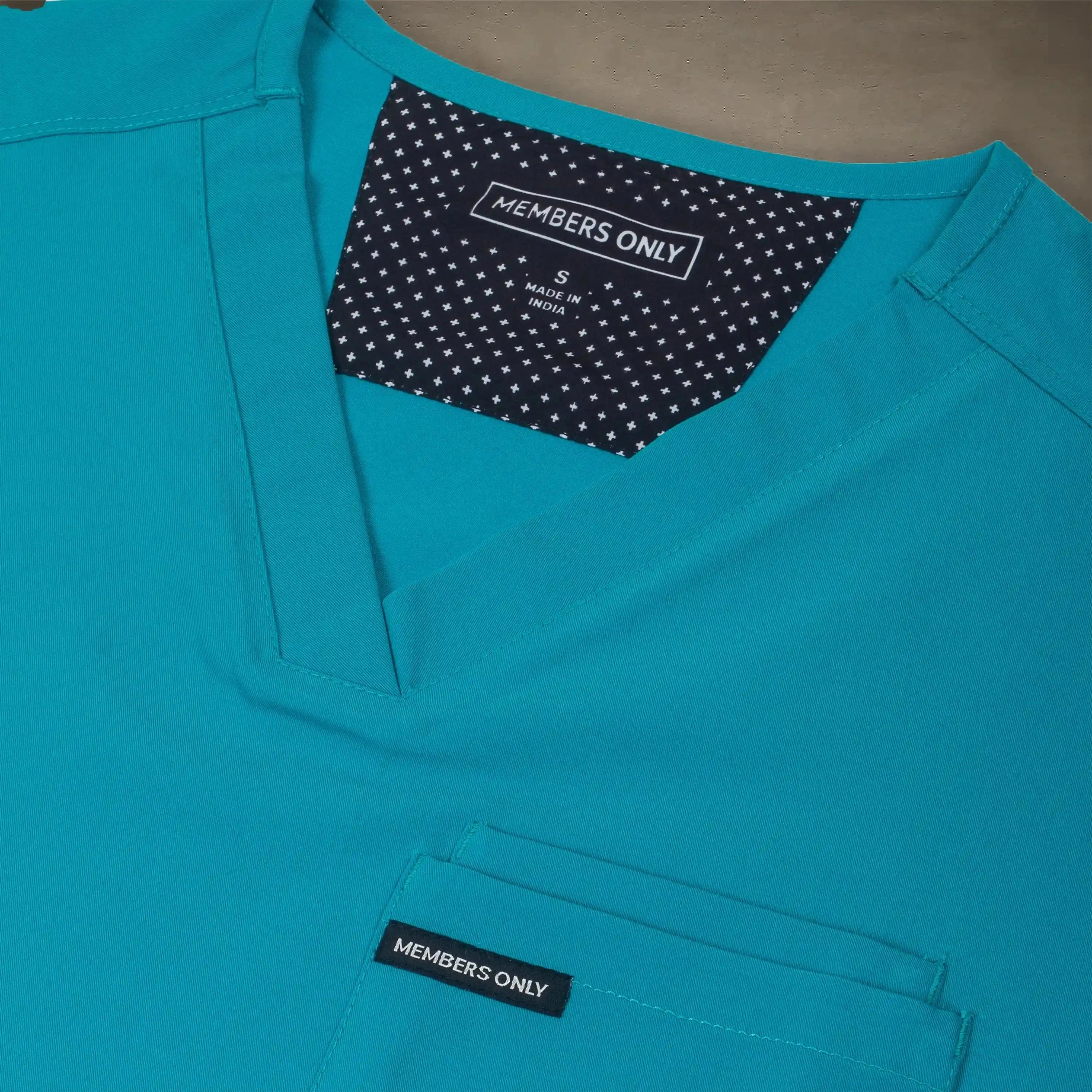 Members Only Brighton 2-Pocket Men's Scrubs Top for hospital uniforms Small Teal