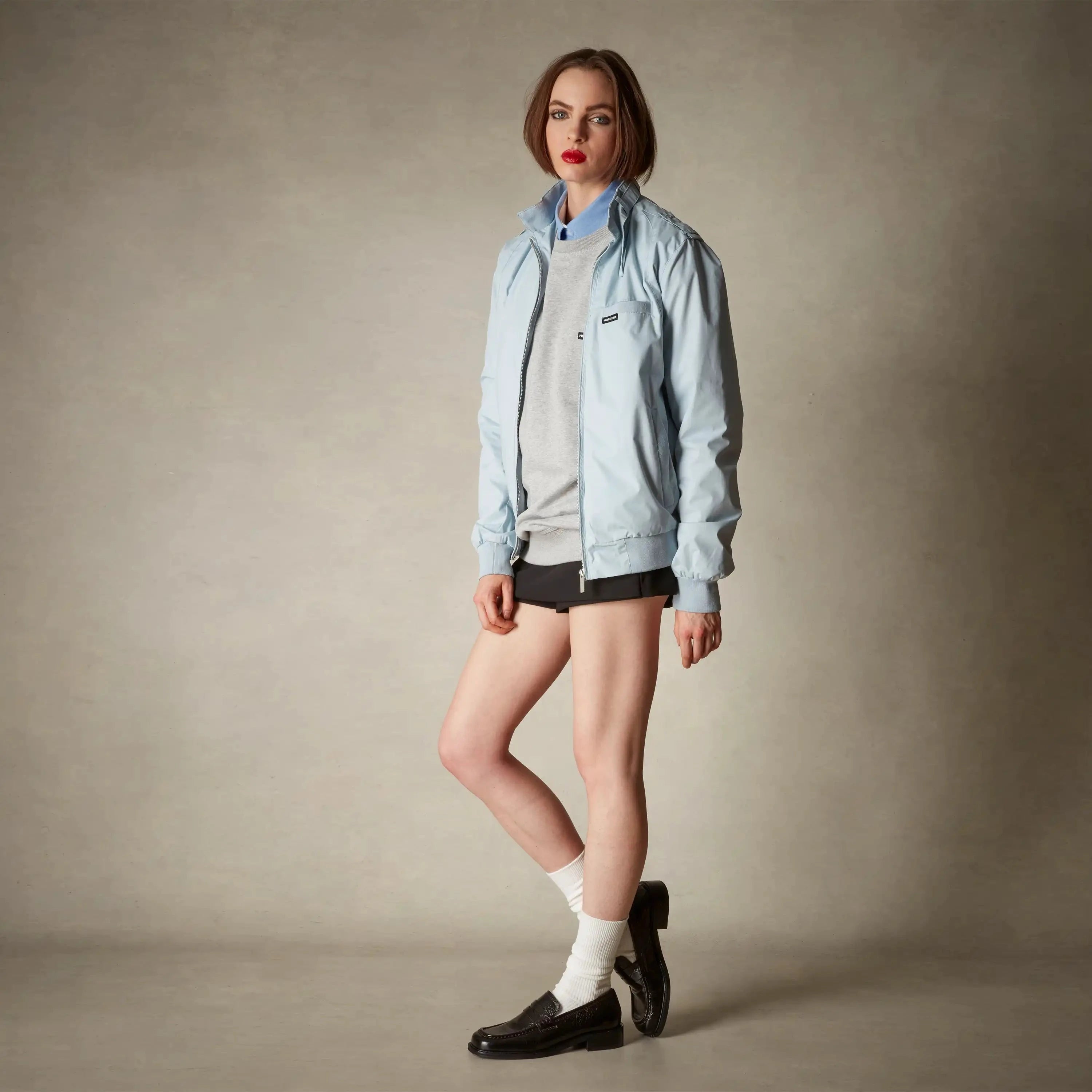 members only oversized racer jacket for women dusty sky