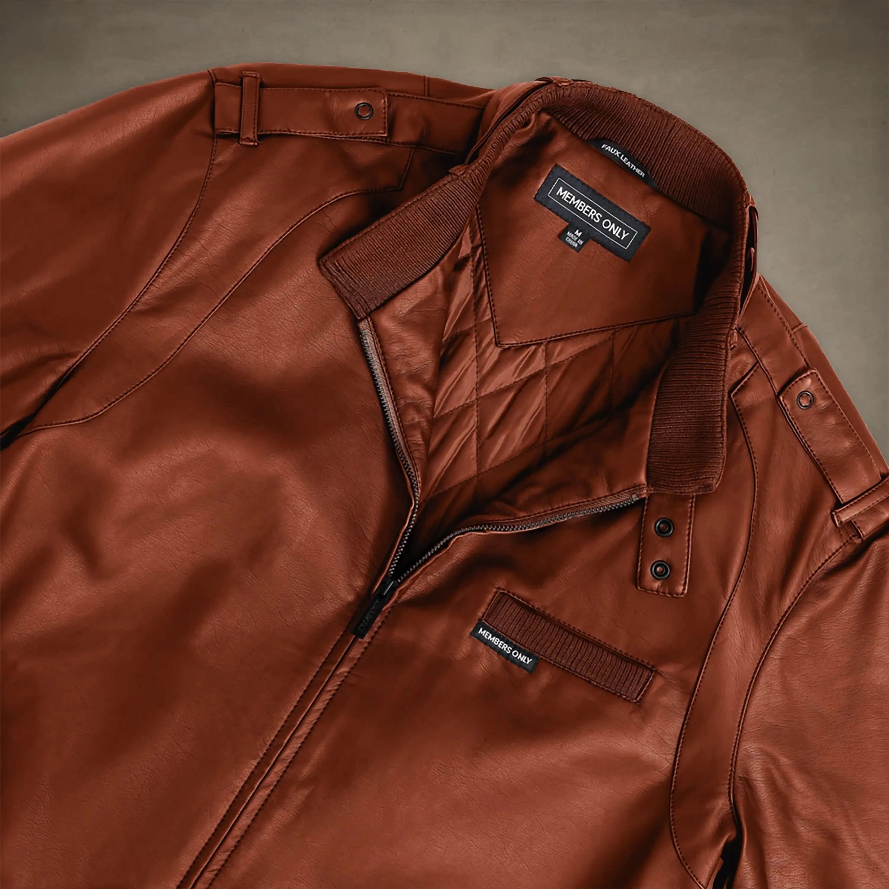 members only faux leather jacket mens small