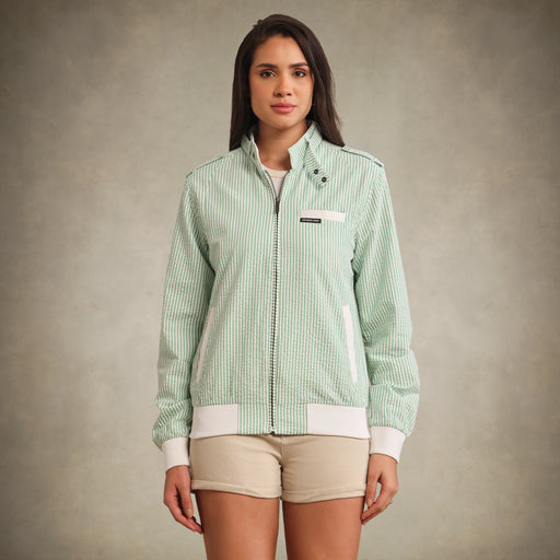 Women's Oversized Seersucker Iconic Racer Jacket