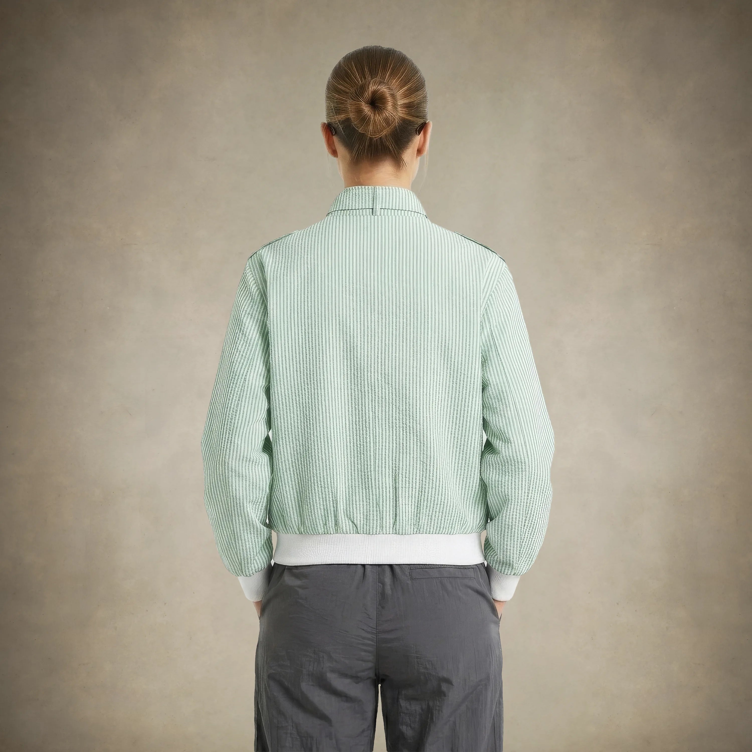 Women's Oversized Seersucker Iconic Racer Jacket