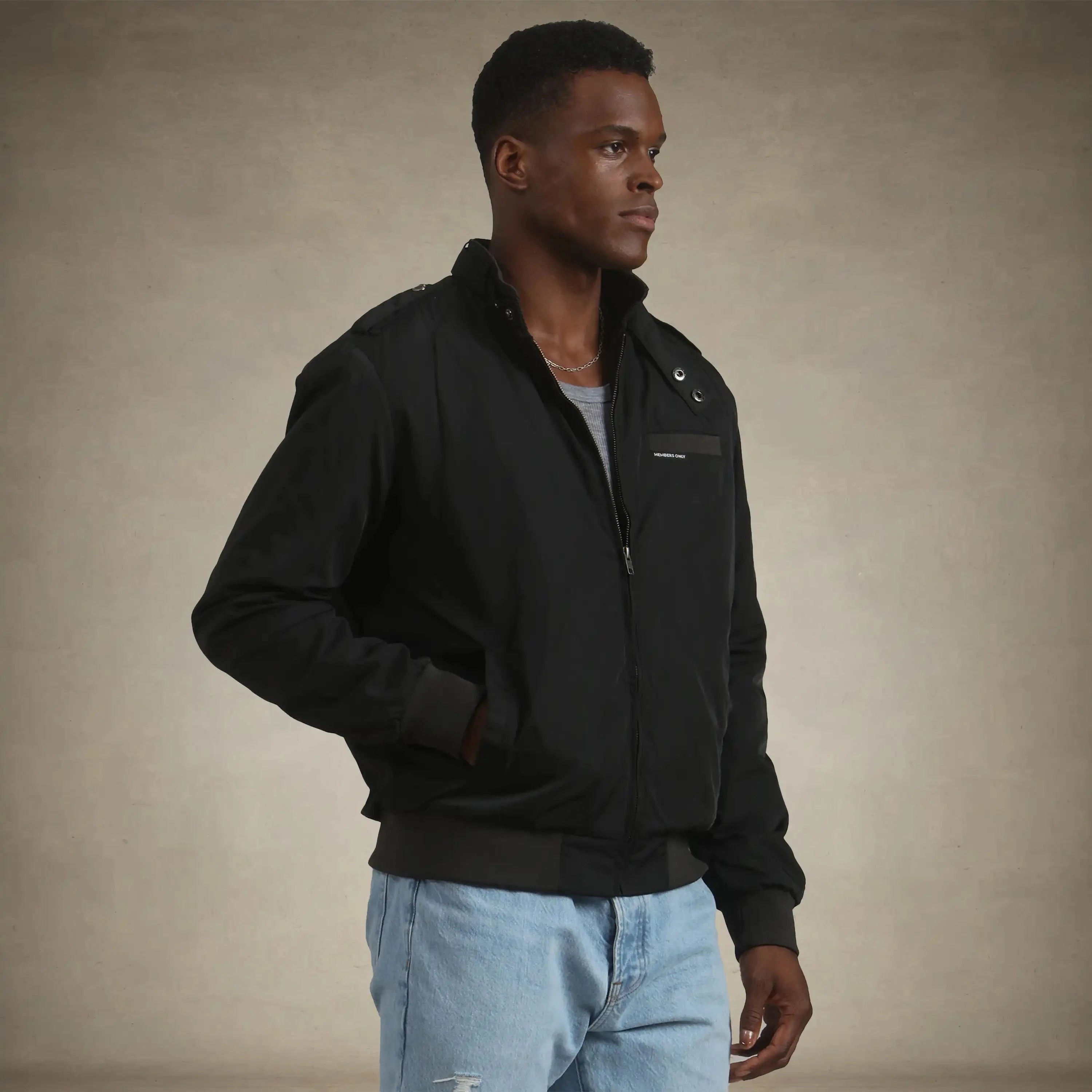 members only iconic racer quilted lining jacket for men small black