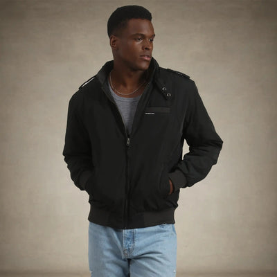 members only men's black iconic racer quilted lining jacket