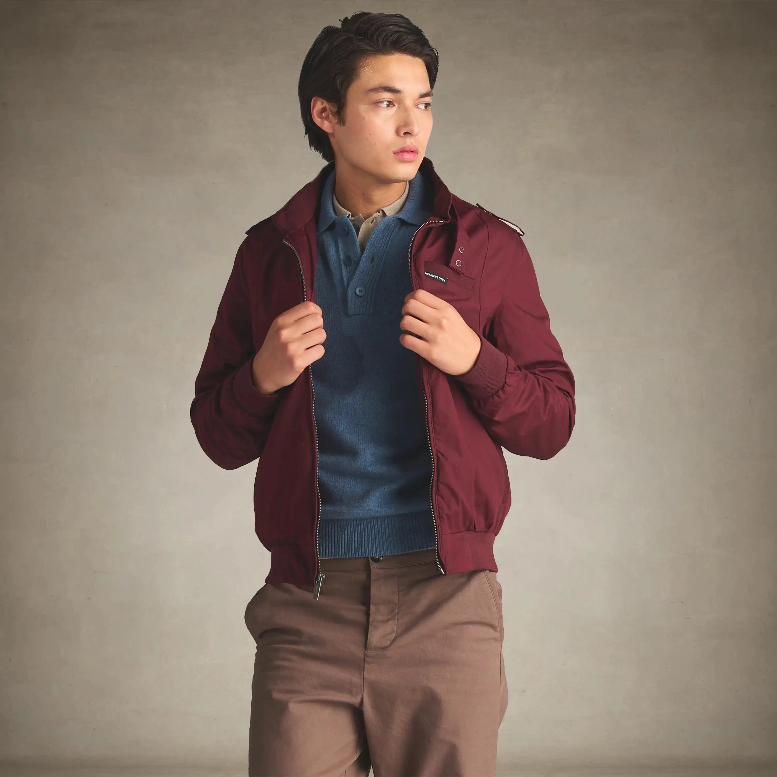 members only iconic racer quilted lining jacket for men small burgundy