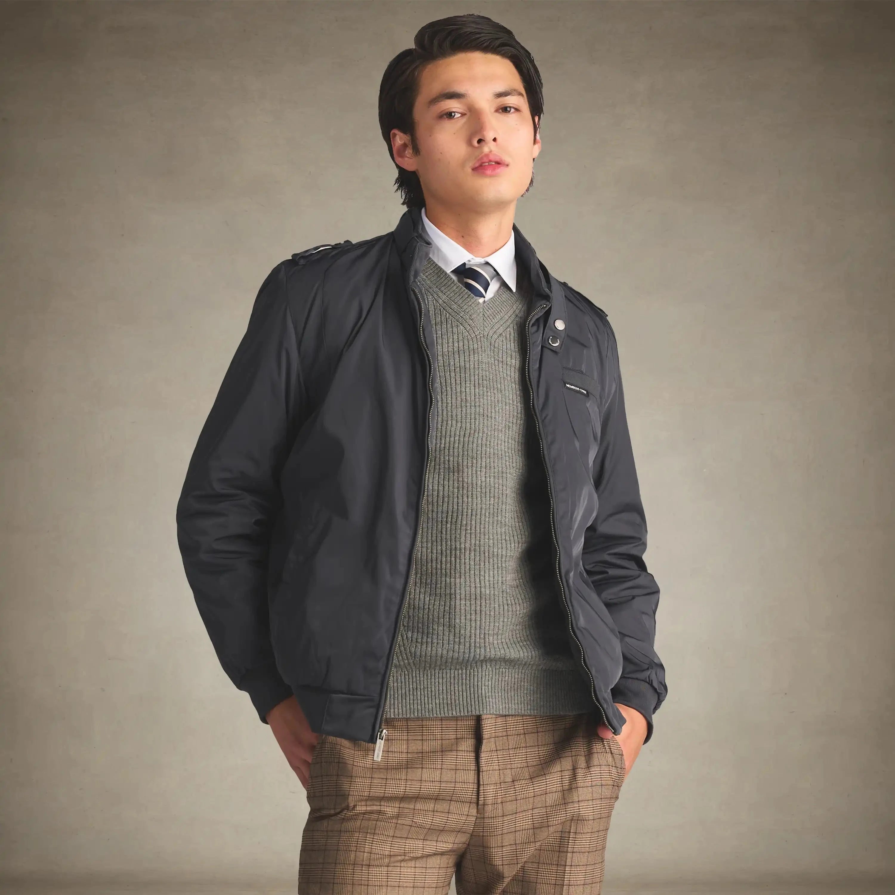Men's Iconic Racer Quilted Lining Jacket Men's Iconic Jacket Members Only® Charcoal Small