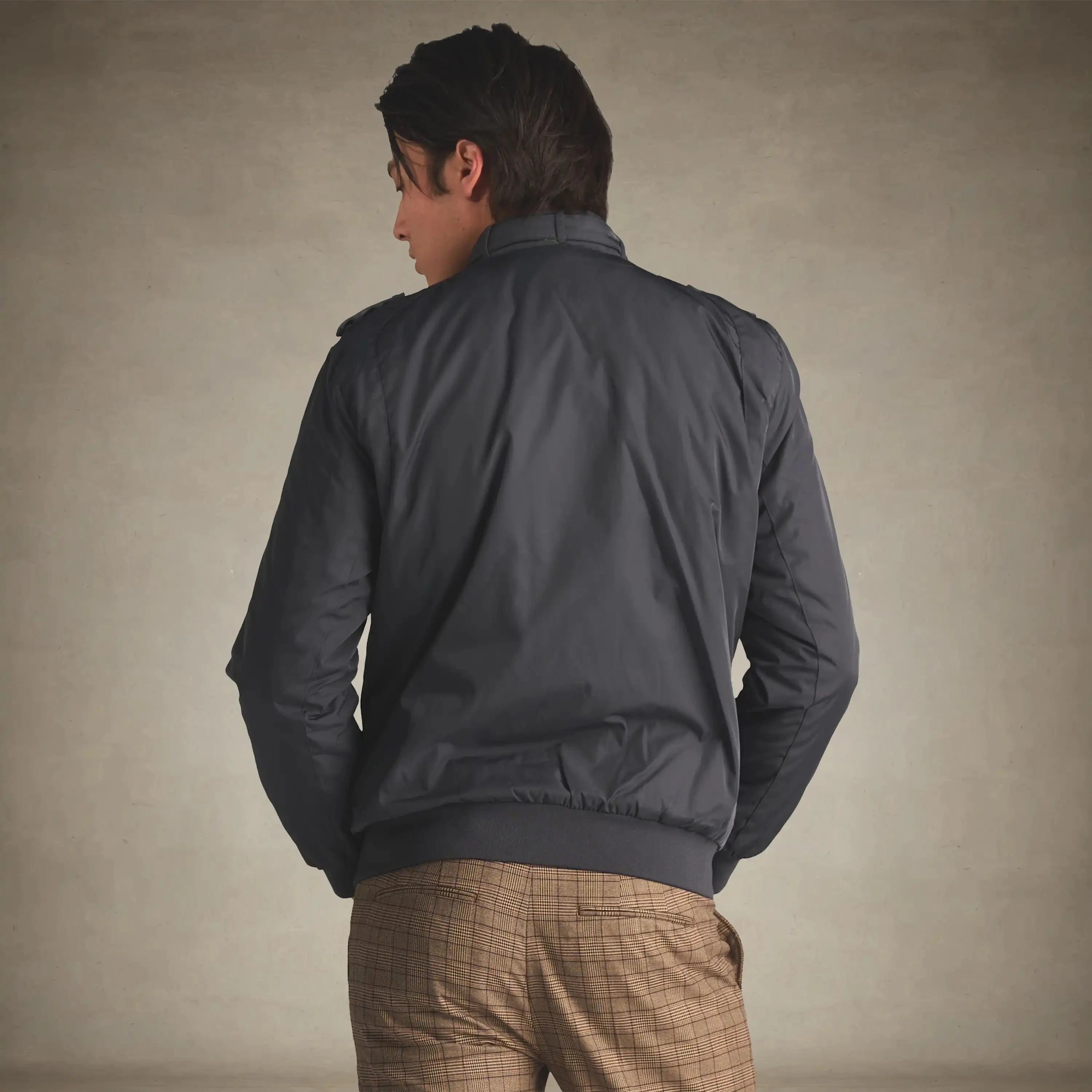 men's iconic racer quilted lining jacket small charcoal