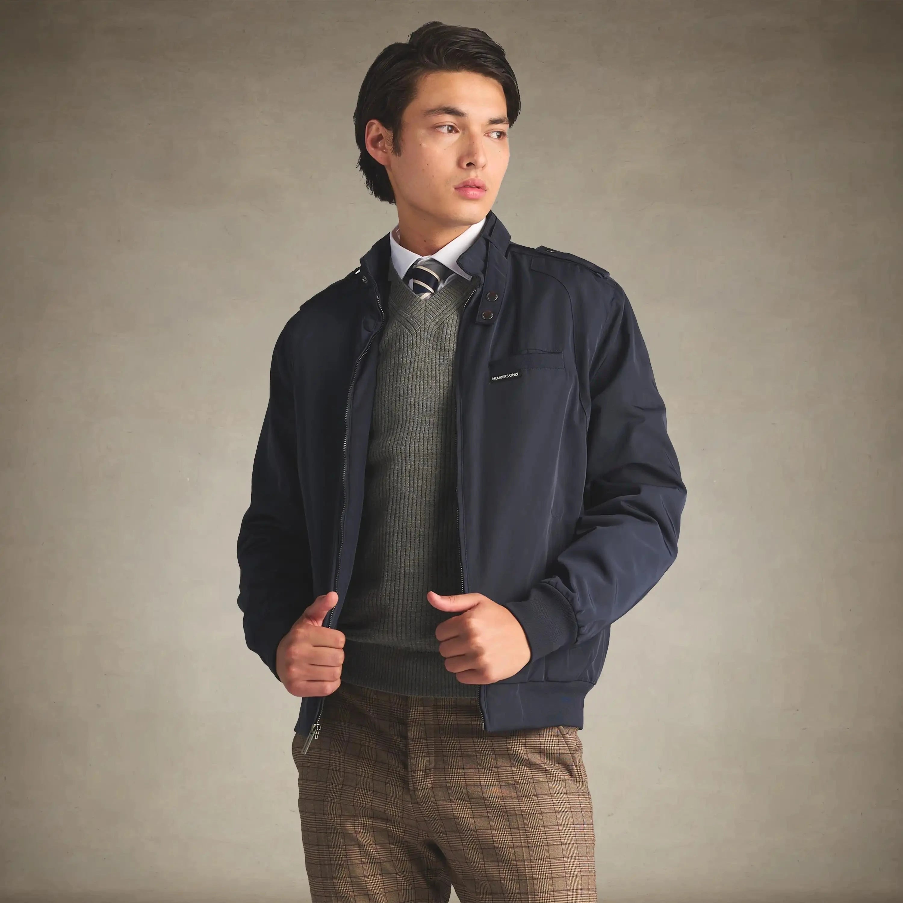 members only men's iconic racer quilted lining jacket small navy