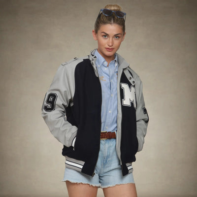 members only navy varsity jacket womens small