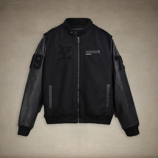 Members only zip front varsity jacket for men