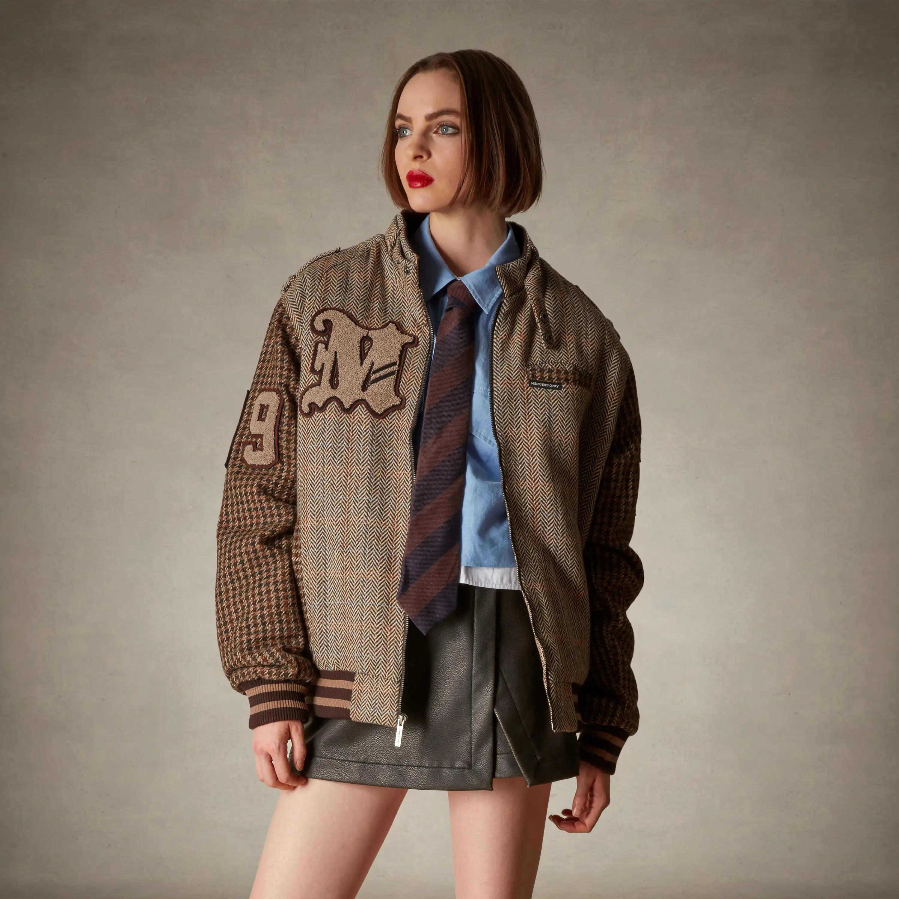 Women's Oversized Tweed Varsity Jacket