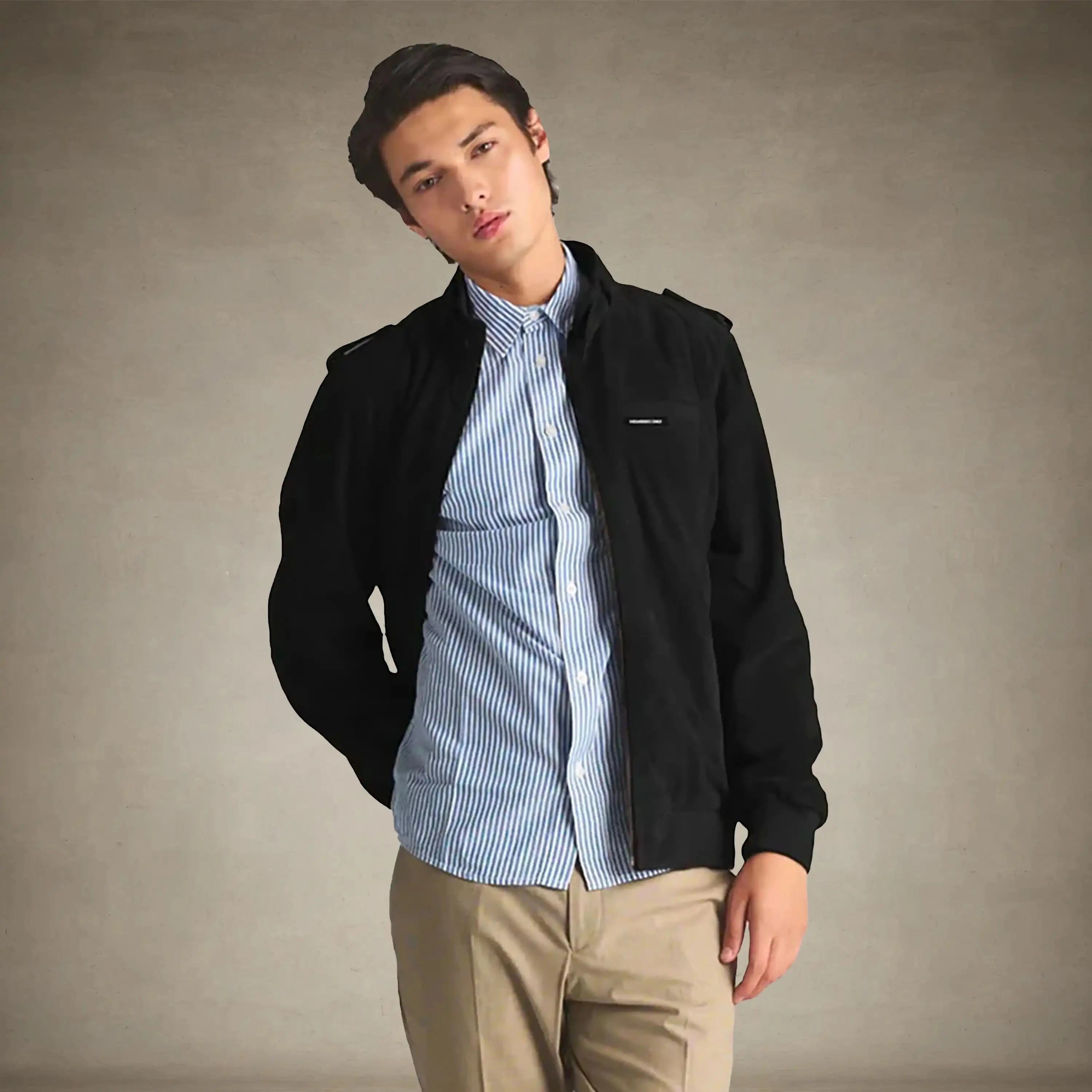 members only men's soft suede iconic black leather jacket small
