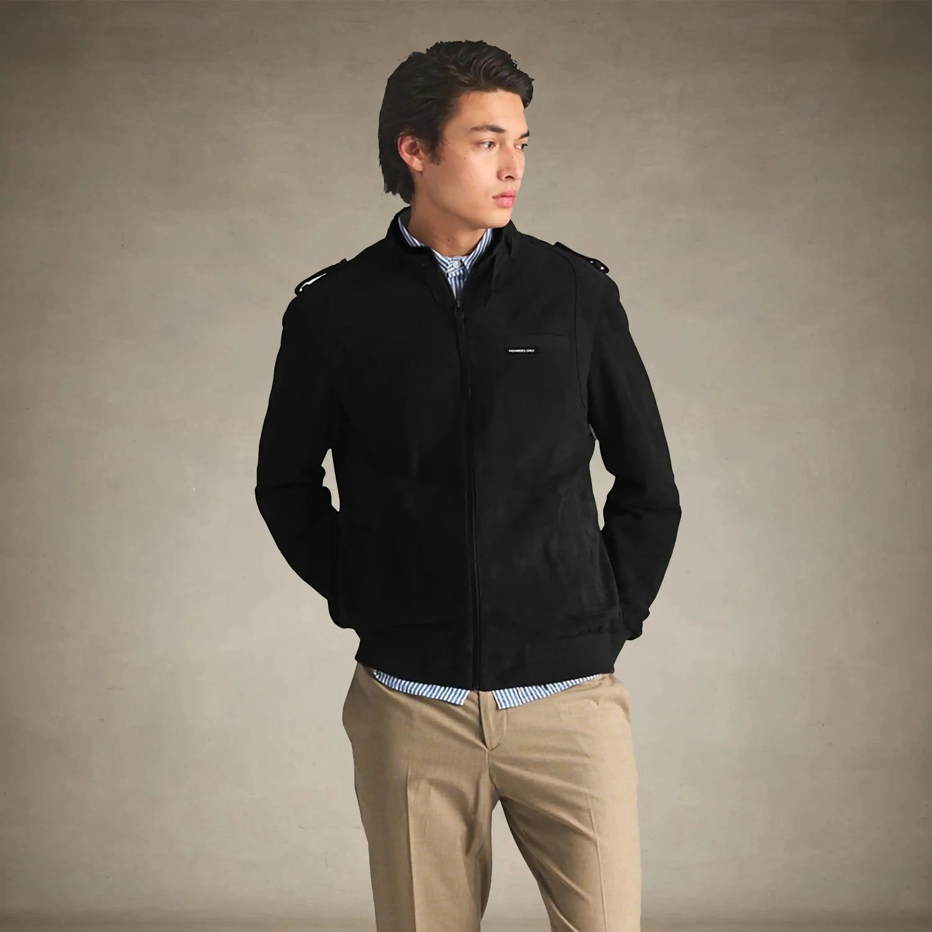 members only soft suede iconic black leather jacket for men small