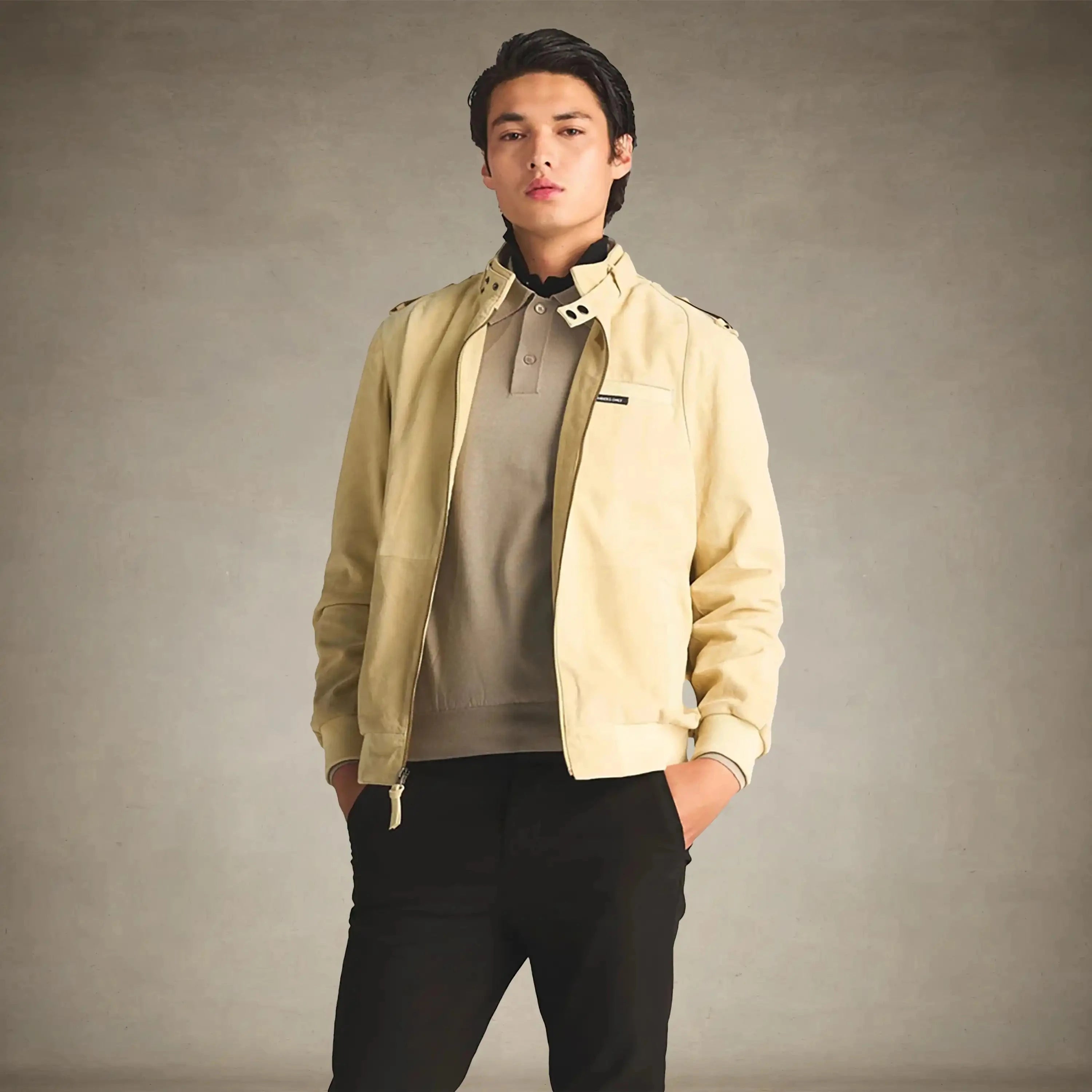 members only men's soft suede iconic leather jacket chamois small