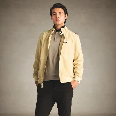 members only men's soft suede iconic  leather jacket chamois small