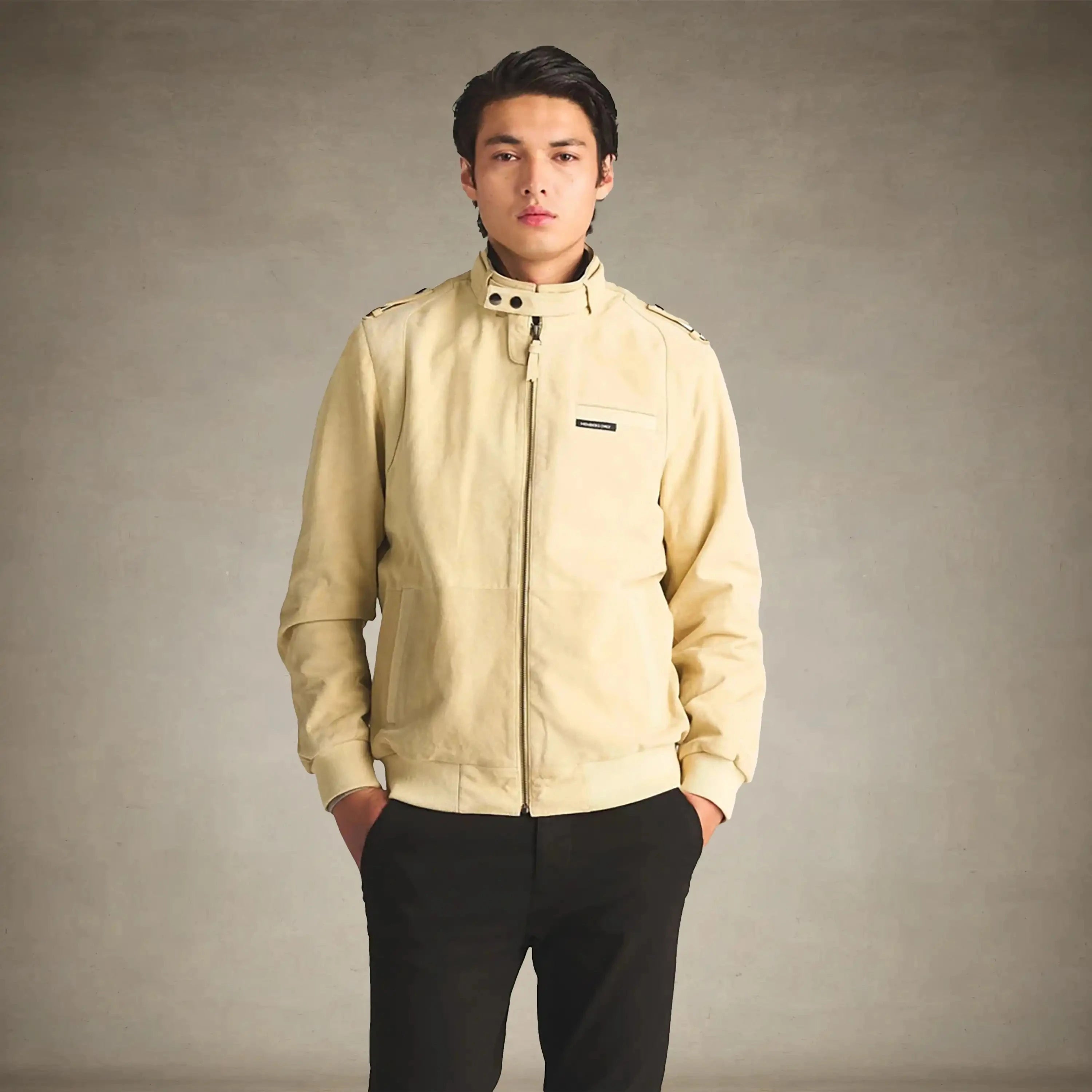 members only men's soft suede iconic leather jacket chamois