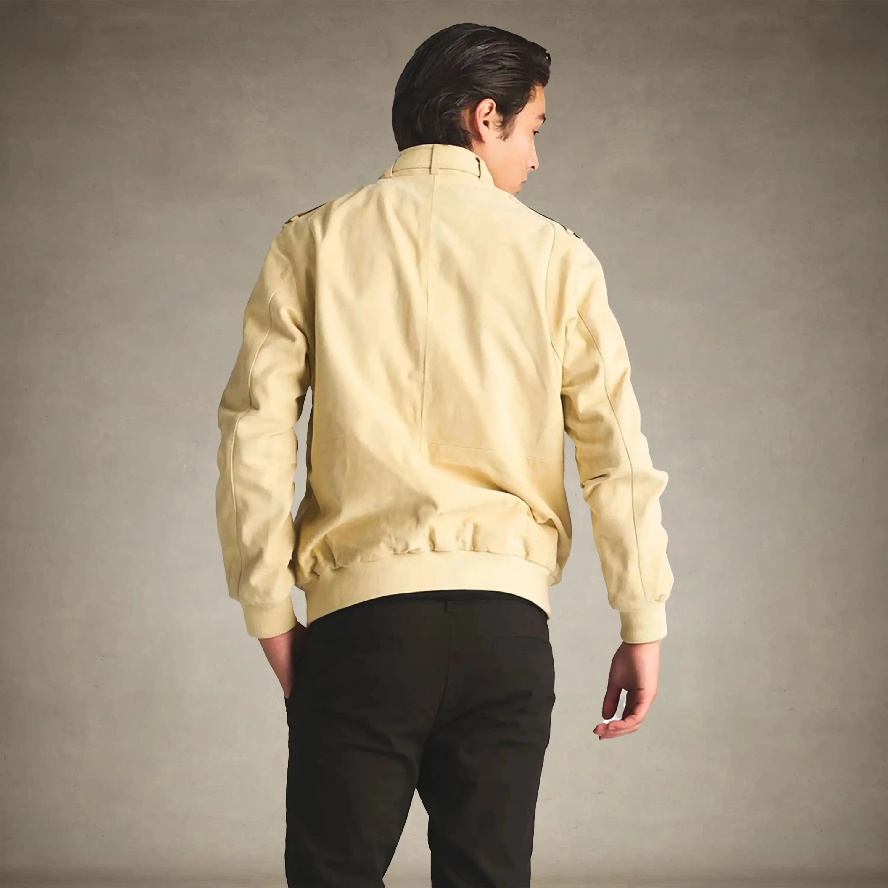 men's soft suede iconic members only leather jacket chamois small