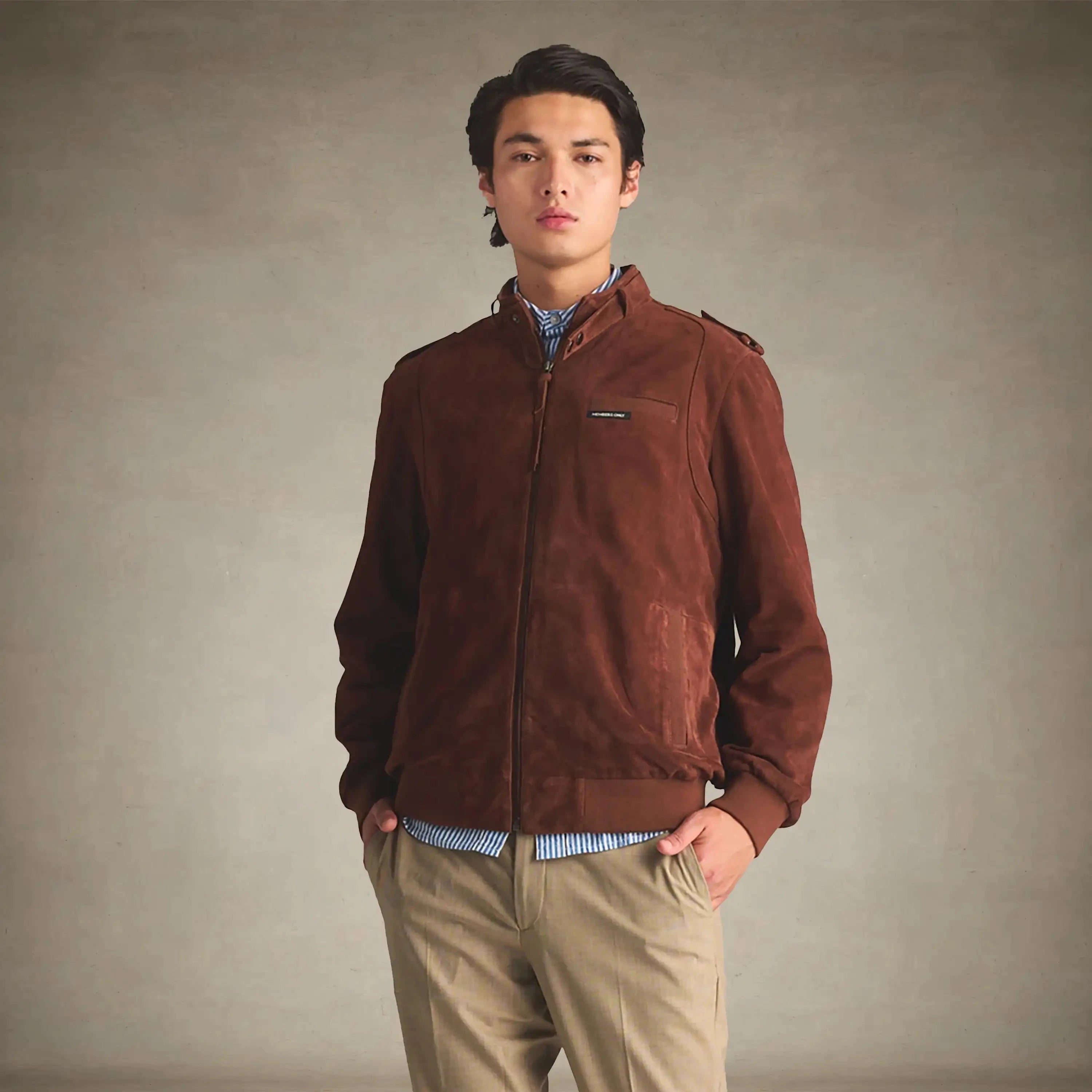 men's soft suede iconic members only vegan leather jacket
