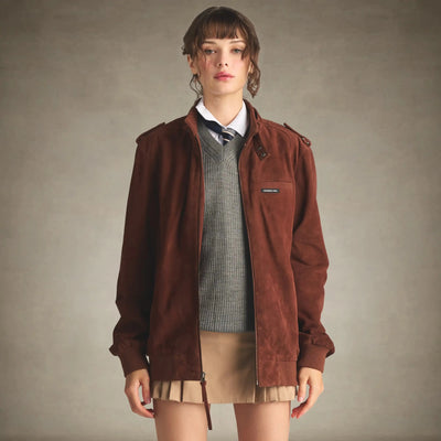 members only soft suede iconic leather jacket for women whiskey small
