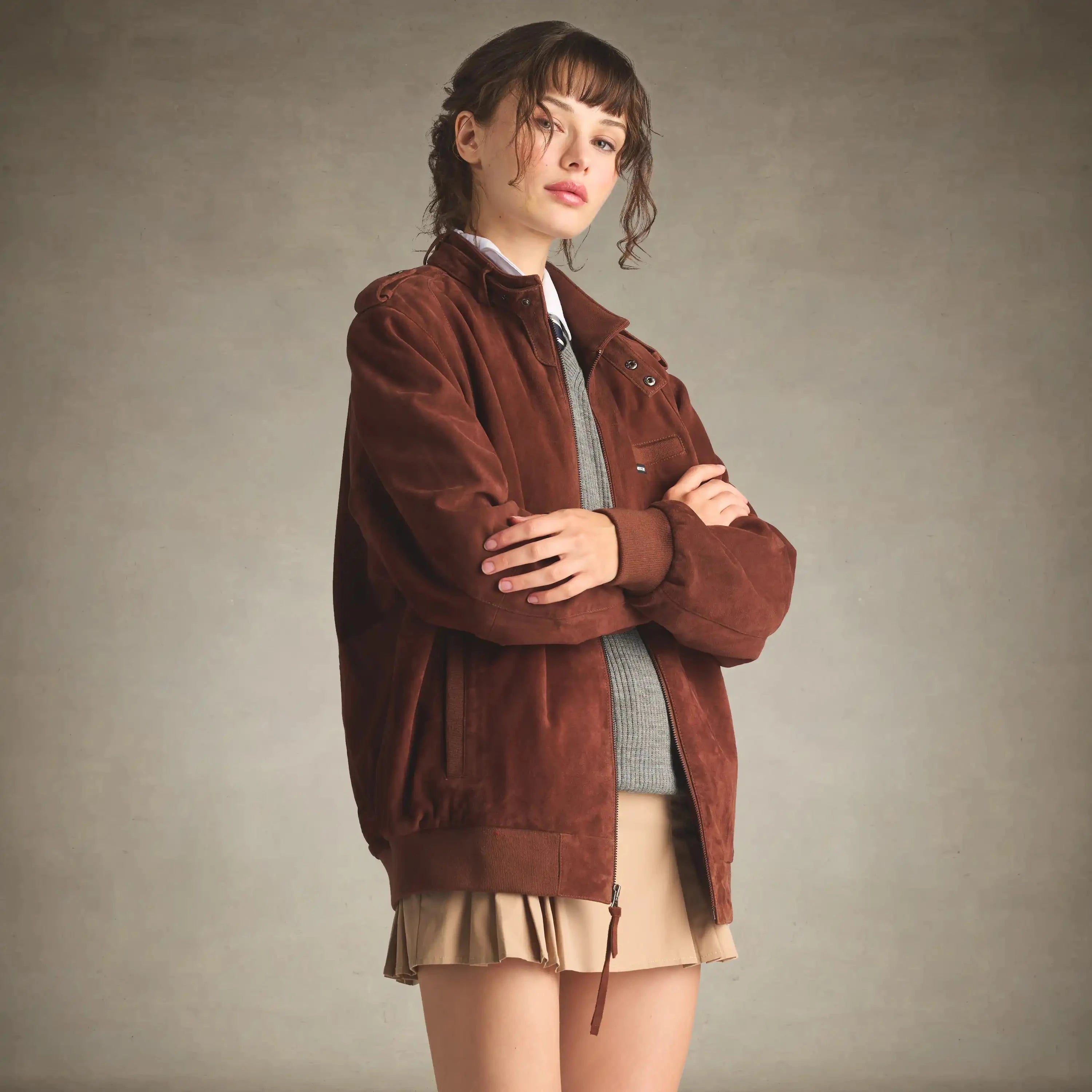 members only soft suede iconic vegan leather jacket for women whiskey