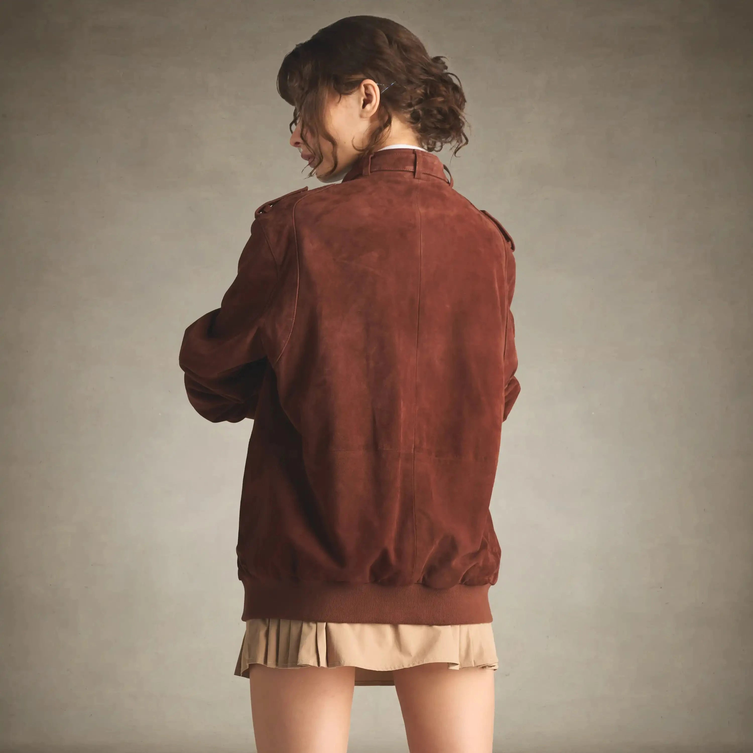 members only women's soft suede iconic vegan leather jacket whiskey small