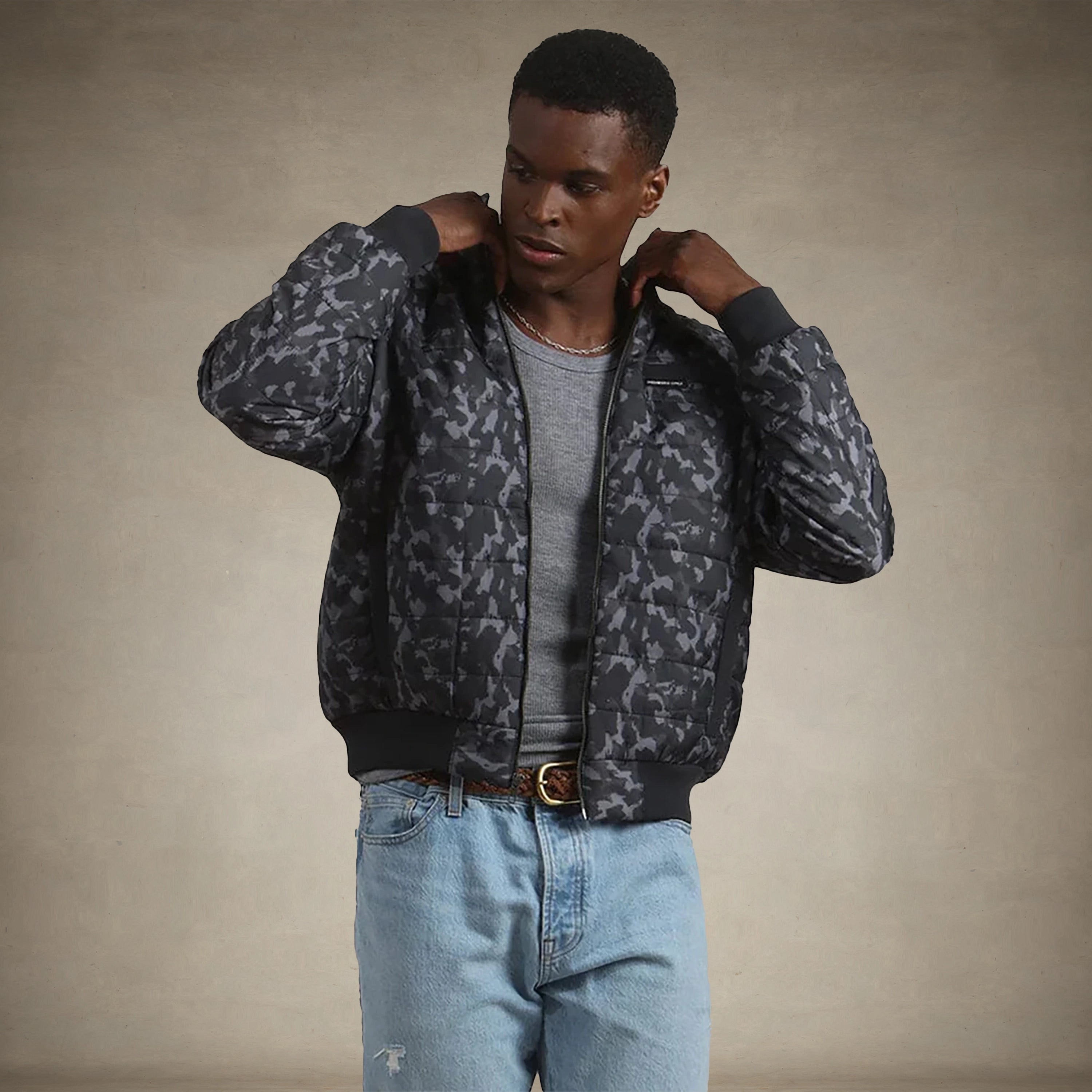 Men's SoHo Quilted Jacket Men's Iconic Jacket Members Only® Black Camo Small