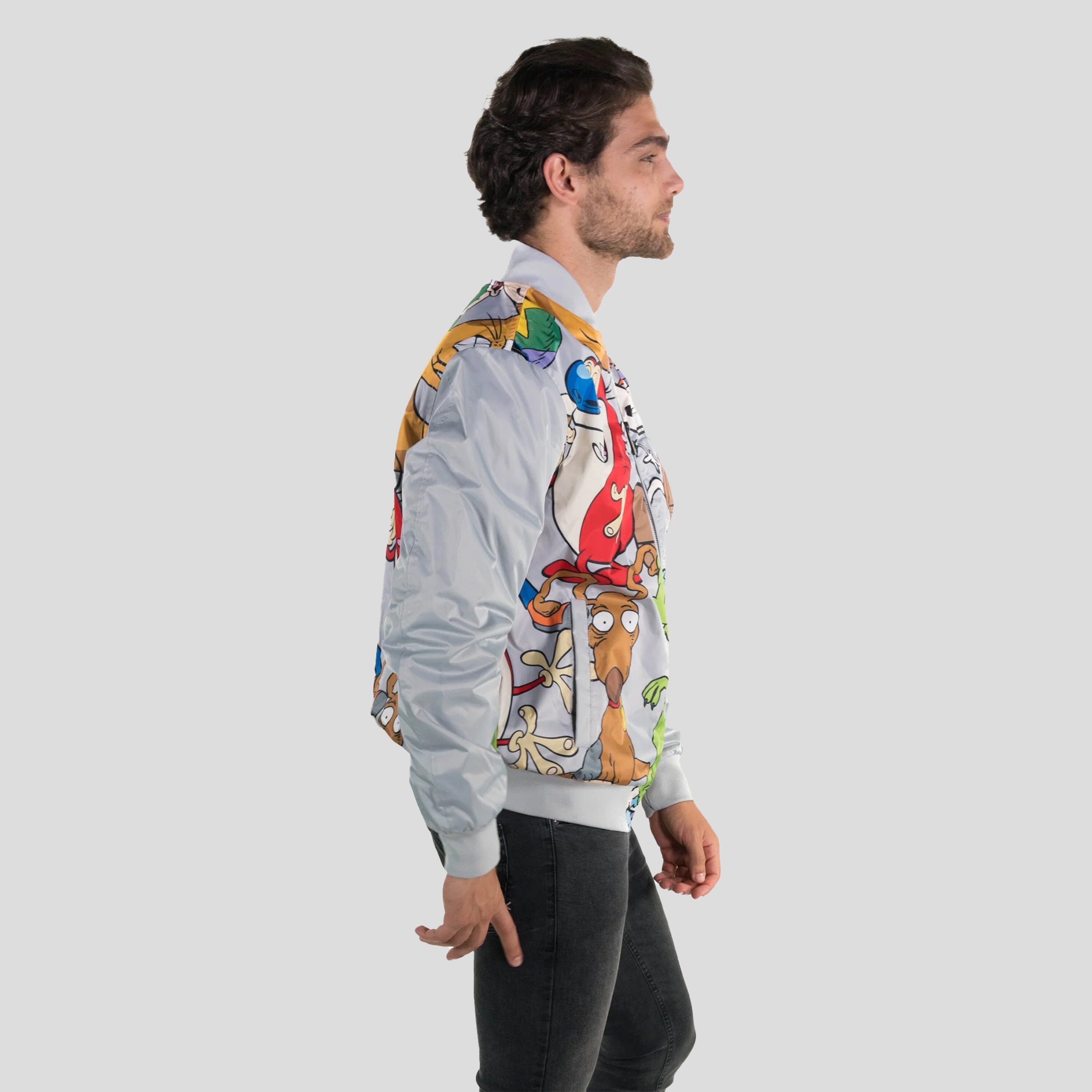 Men's Nickelodeon Mash Print Bomber Jacket - FINAL SALE Unisex Members Only Official 