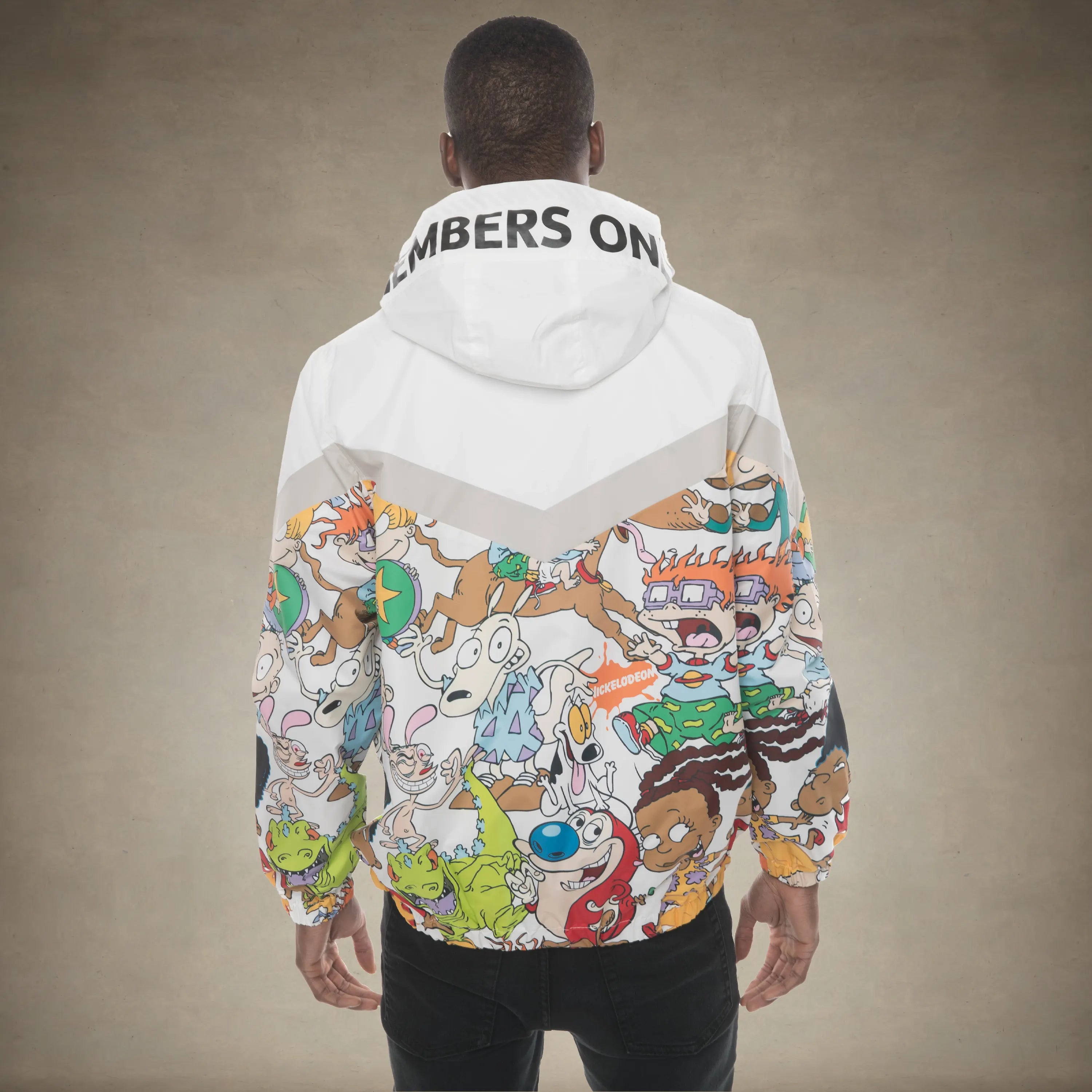 Mens Nickelodeon Print Chevron Windbreaker Jacket - FINSAL SALE