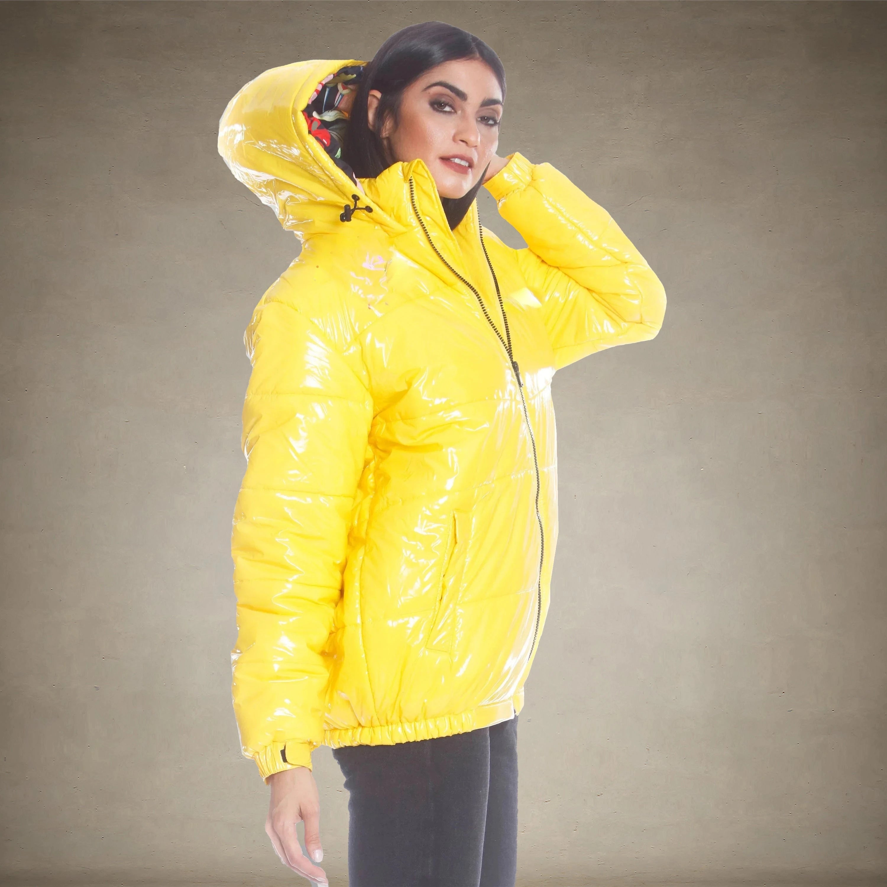 Women's Hi-Shine Chevron Quilt Puffer with Nickelodeon Mashup Print Lining Jacket - FINAL SALE Womens Jacket Members Only®