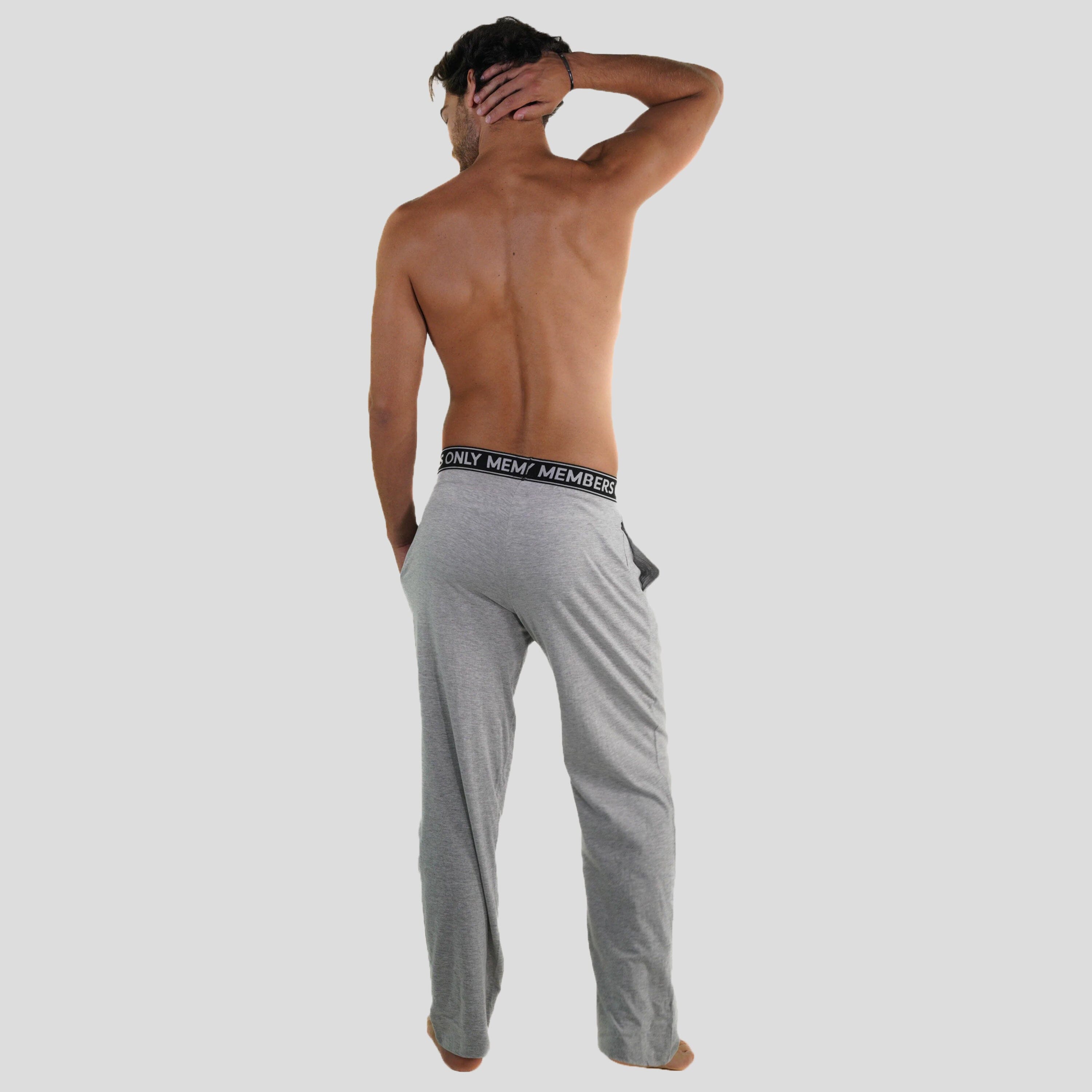 Men's Jersey Sleep Pant Logo Elastic - Grey Men's Sleep Pant Members Only 