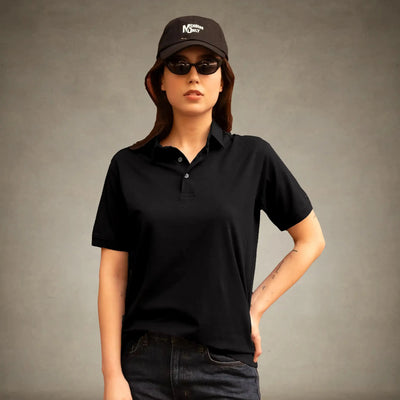 Women's Oversized Polo Shirt Members Only® Black Small