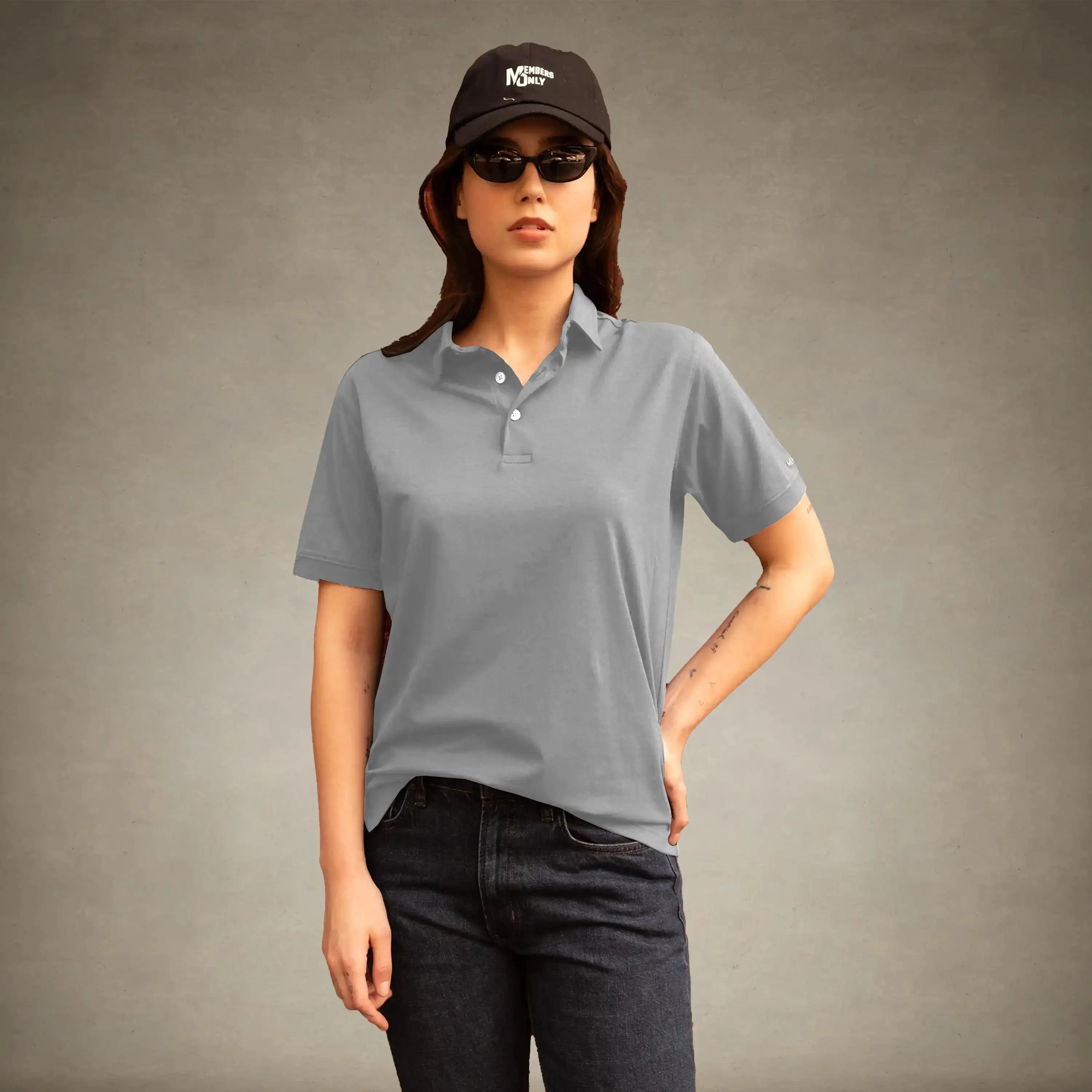 Women's Oversized Polo Shirt Members Only® Grey Small