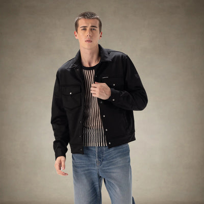 Men's Soft Shell Shirt Jacket Men's Iconic Jacket Members Only® Black Small