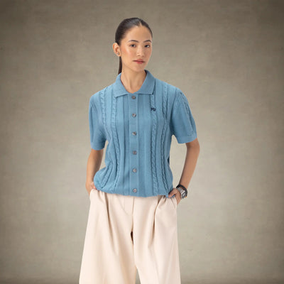 Women's JC Polo Cable Sweater Members Only® Slate Small