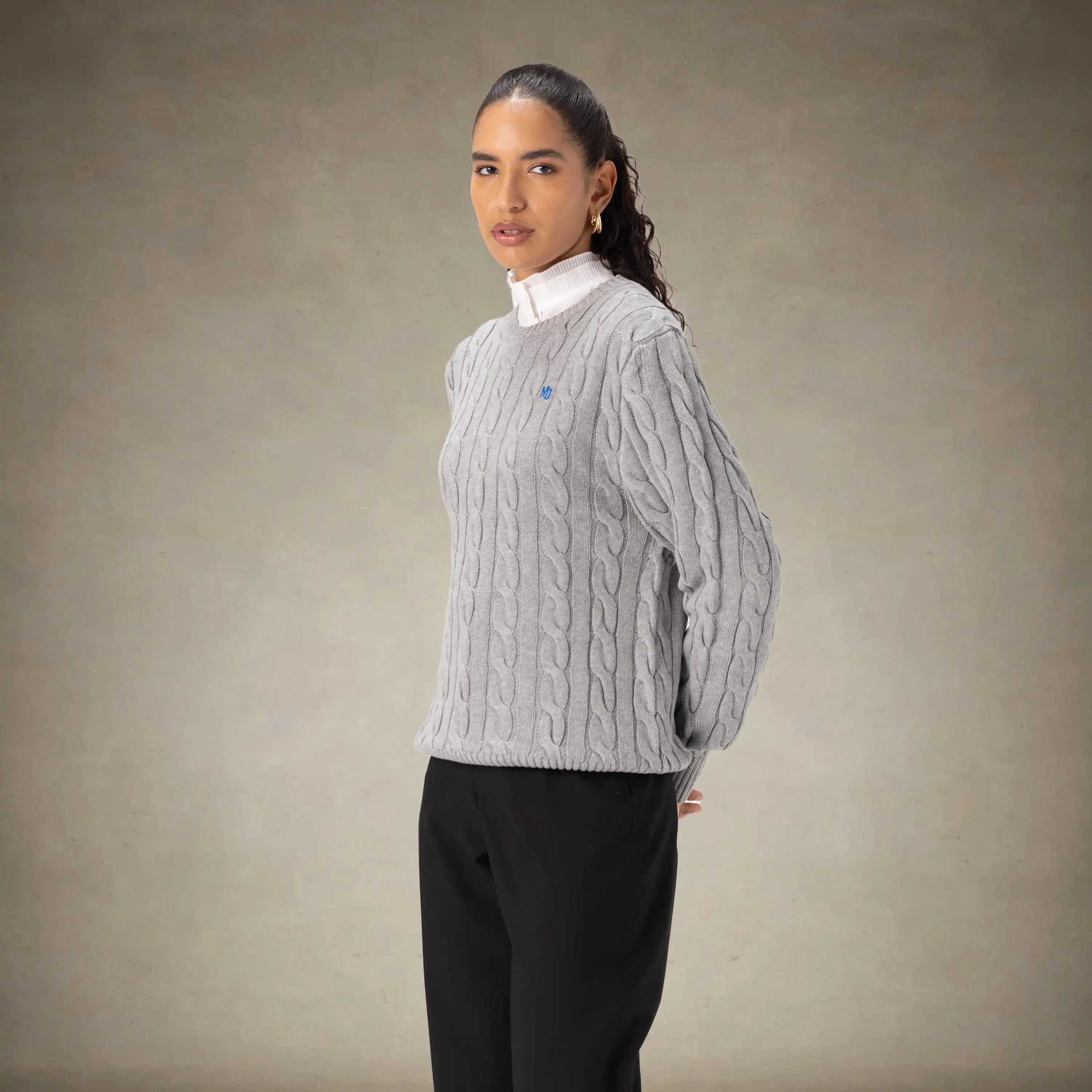 Women's Crew Neck Cable Sweater Members Only®