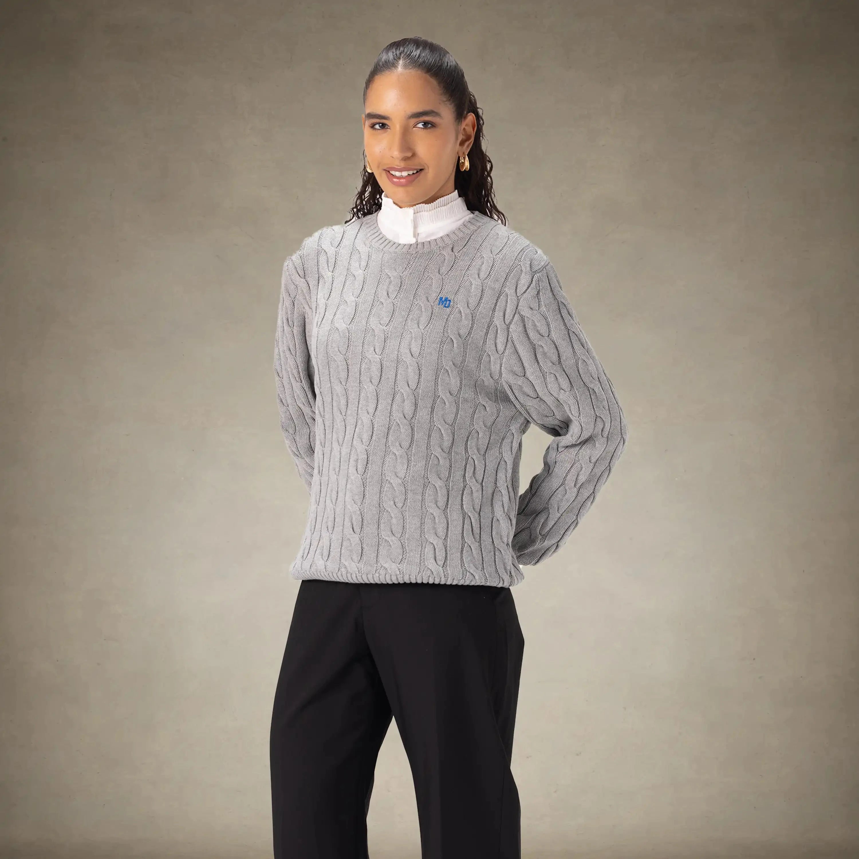 Women's Crew Neck Cable Sweater Members Only®