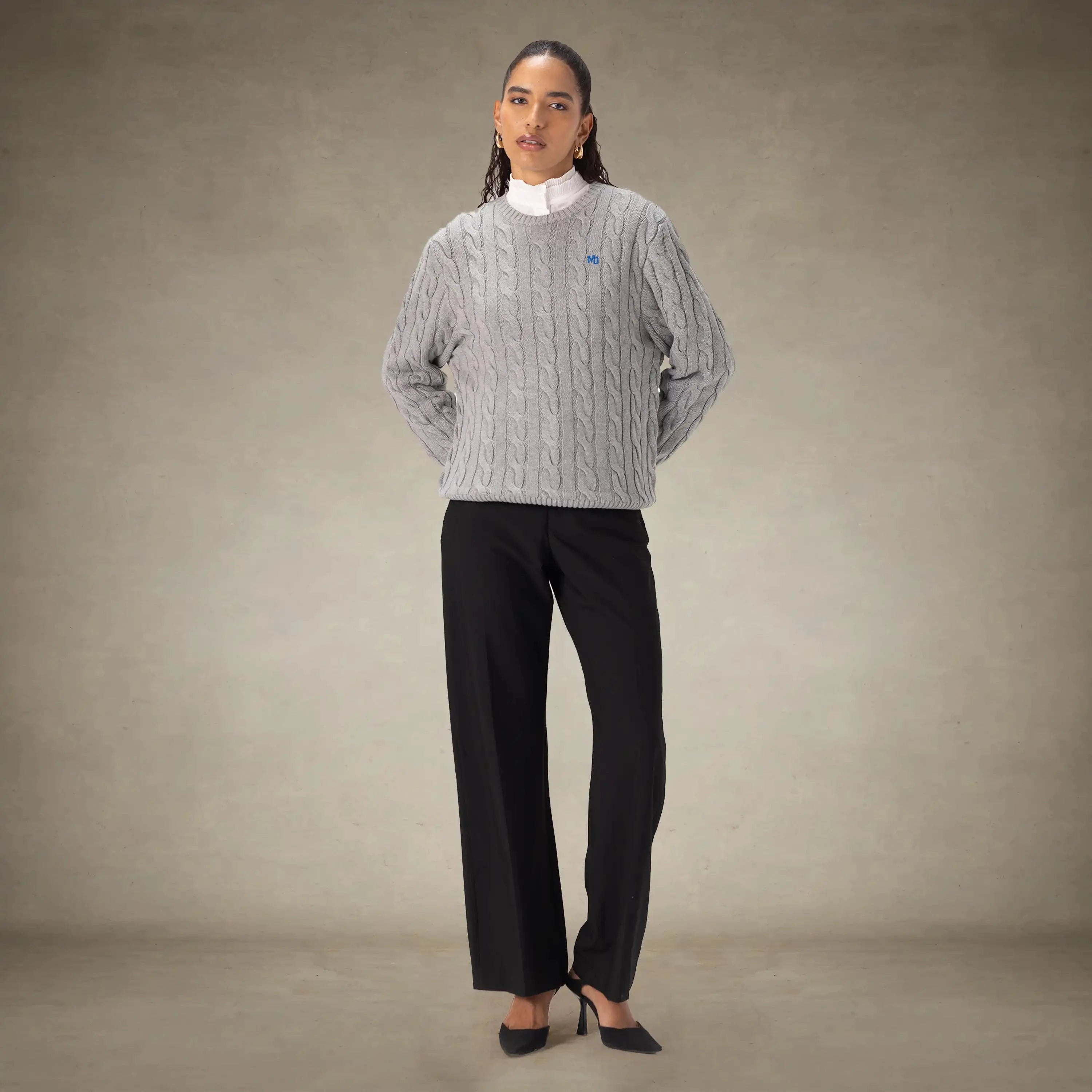 Women's Crew Neck Cable Sweater Members Only®