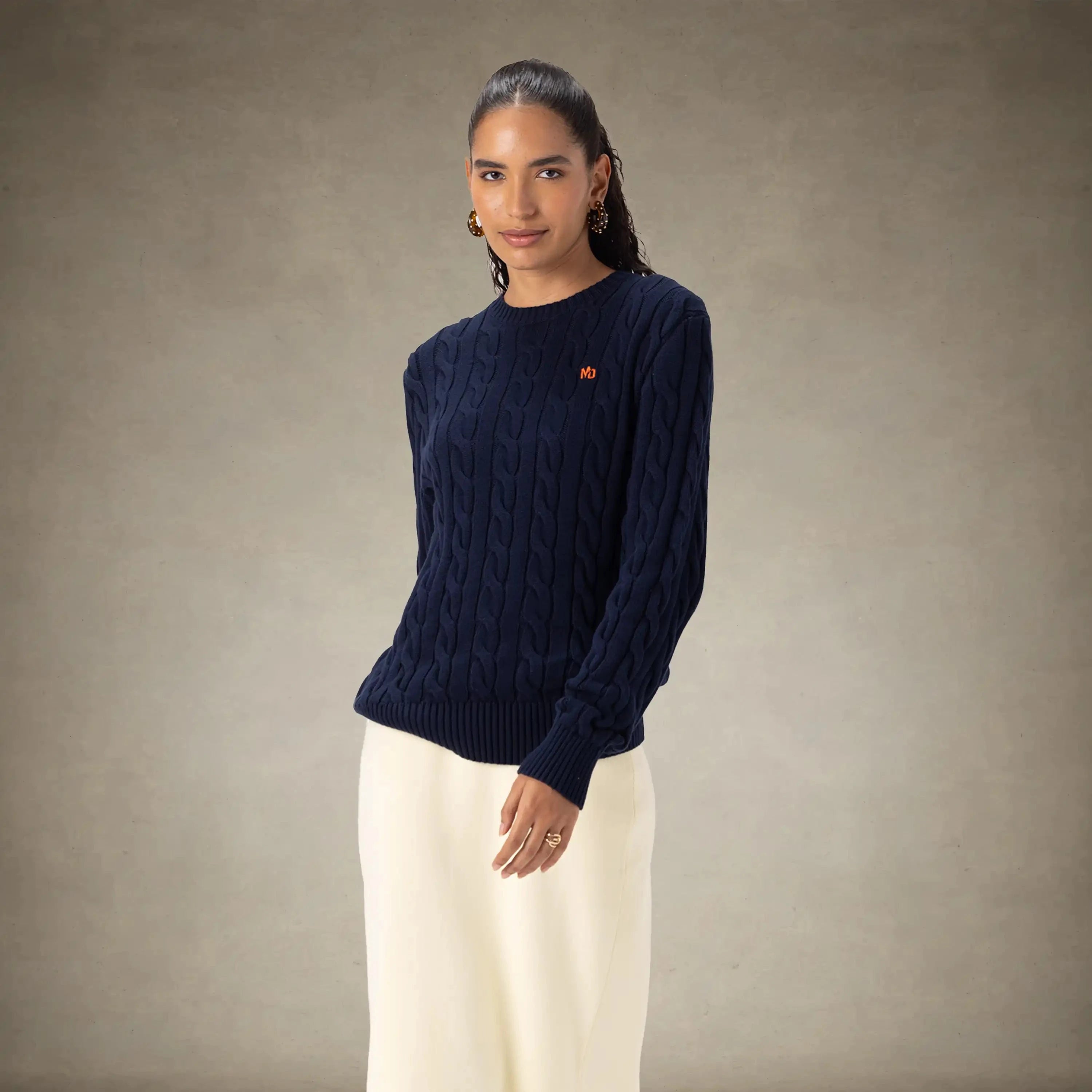 Women's Crew Neck Cable Sweater Members Only®