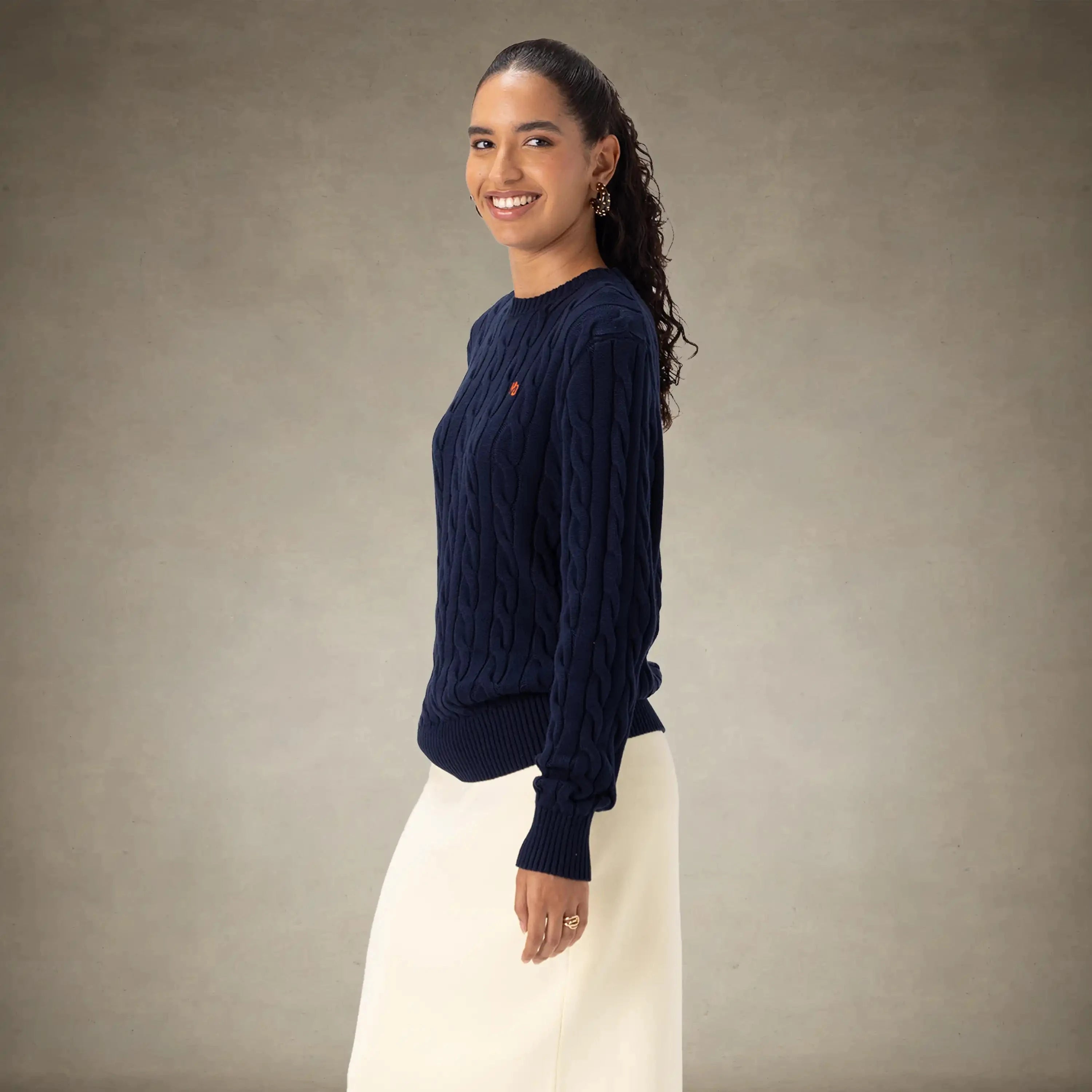 Women's Crew Neck Cable Sweater Members Only®