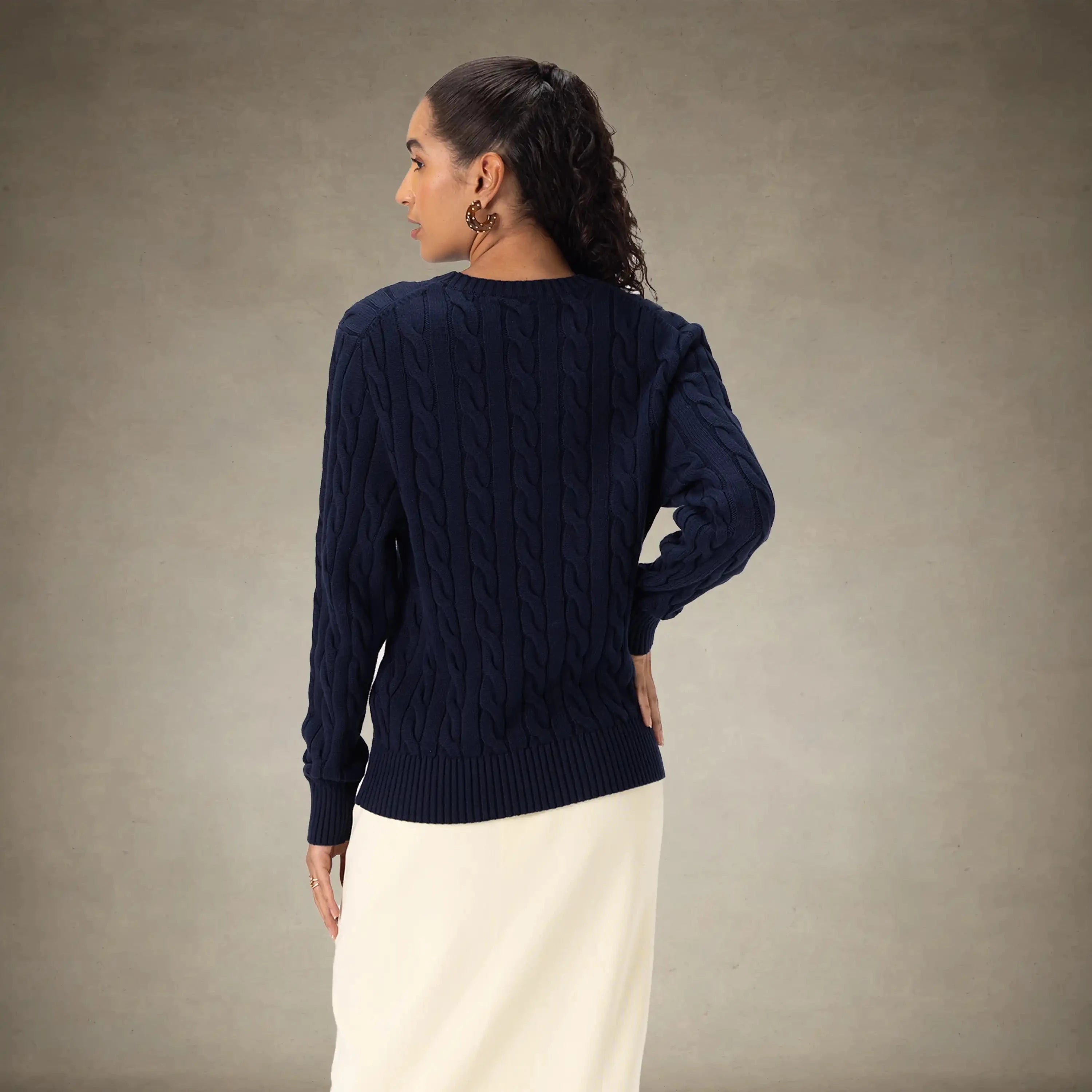 Women's Crew Neck Cable Sweater Members Only®