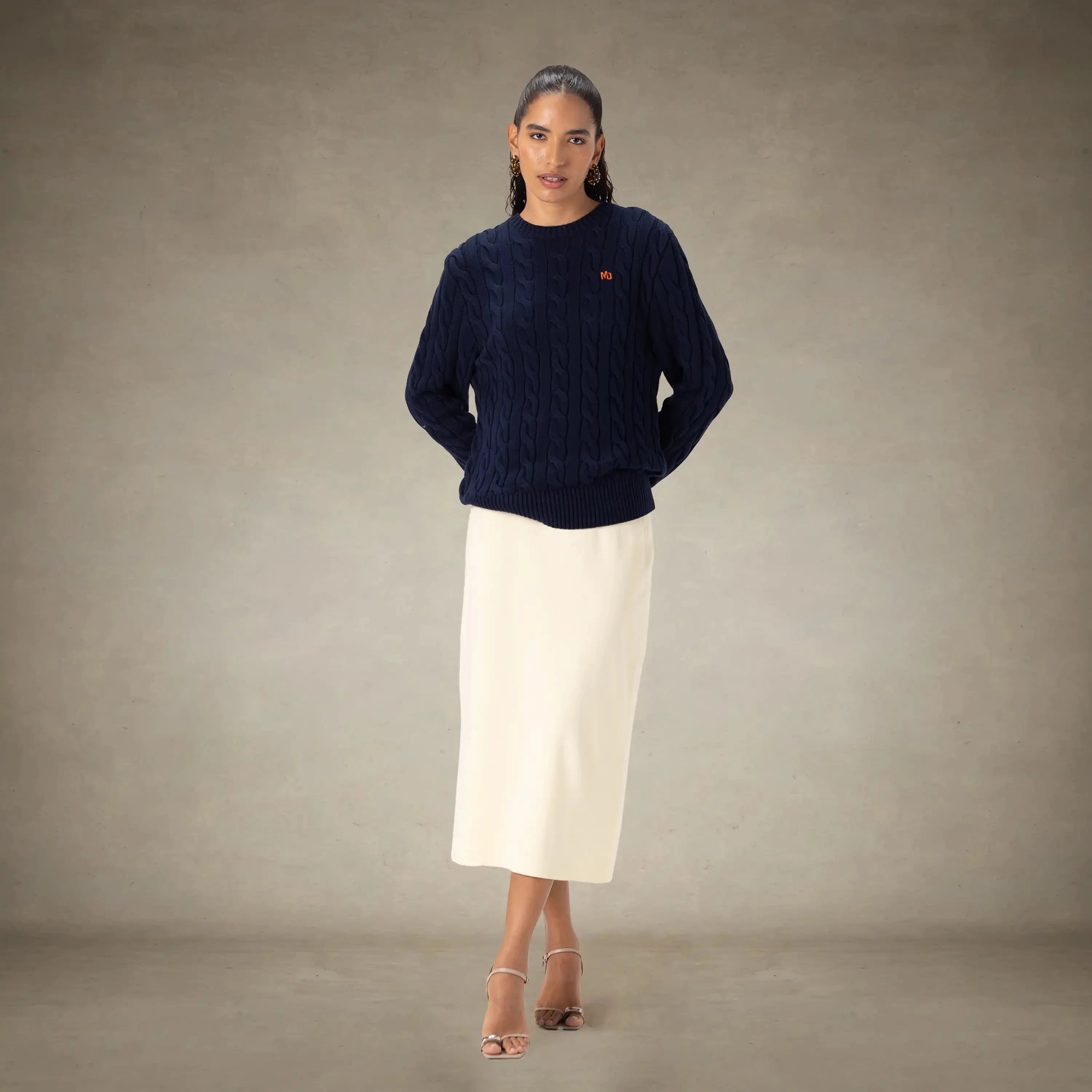 Women's Crew Neck Cable Sweater Members Only®