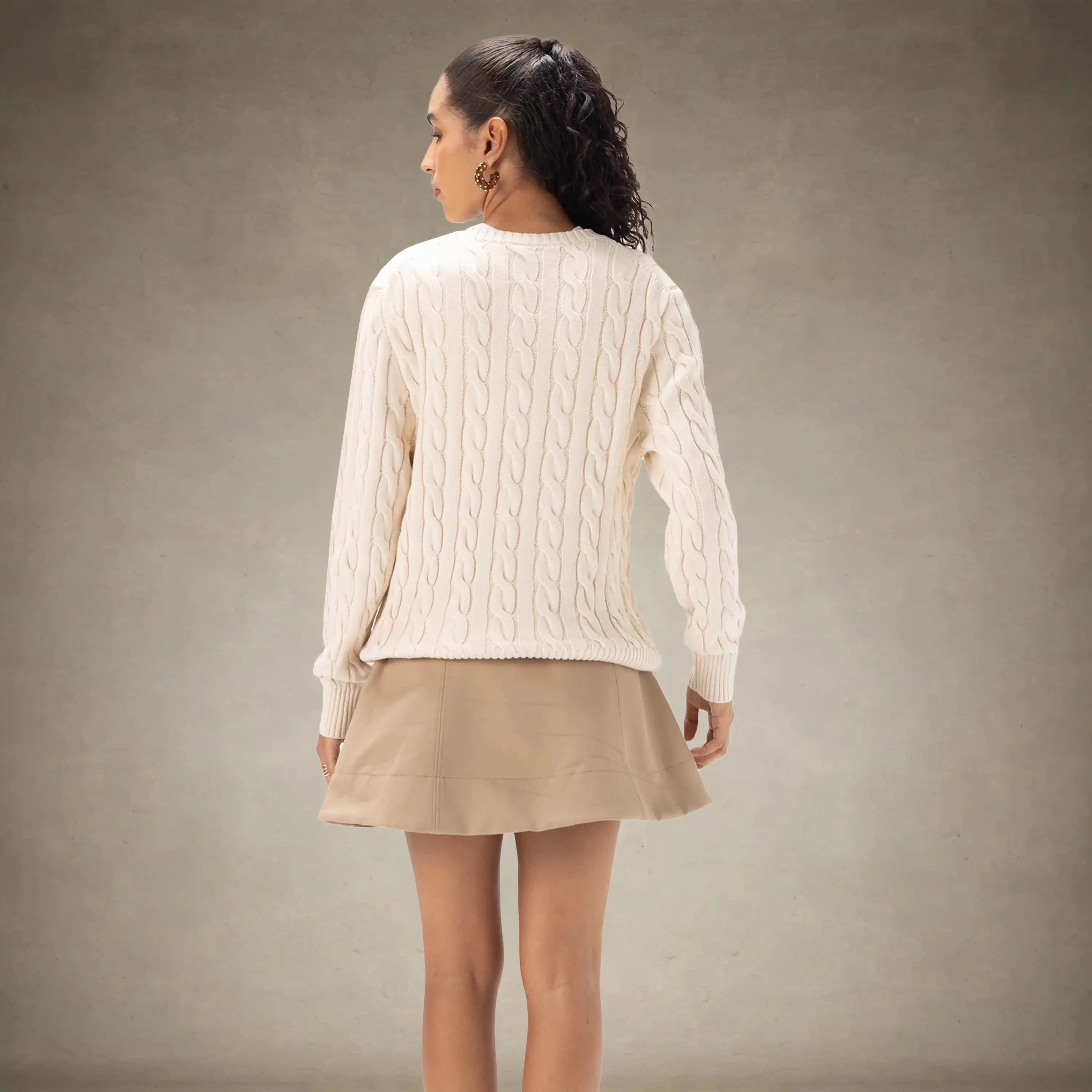 Women's Crew Neck Cable Sweater Members Only®