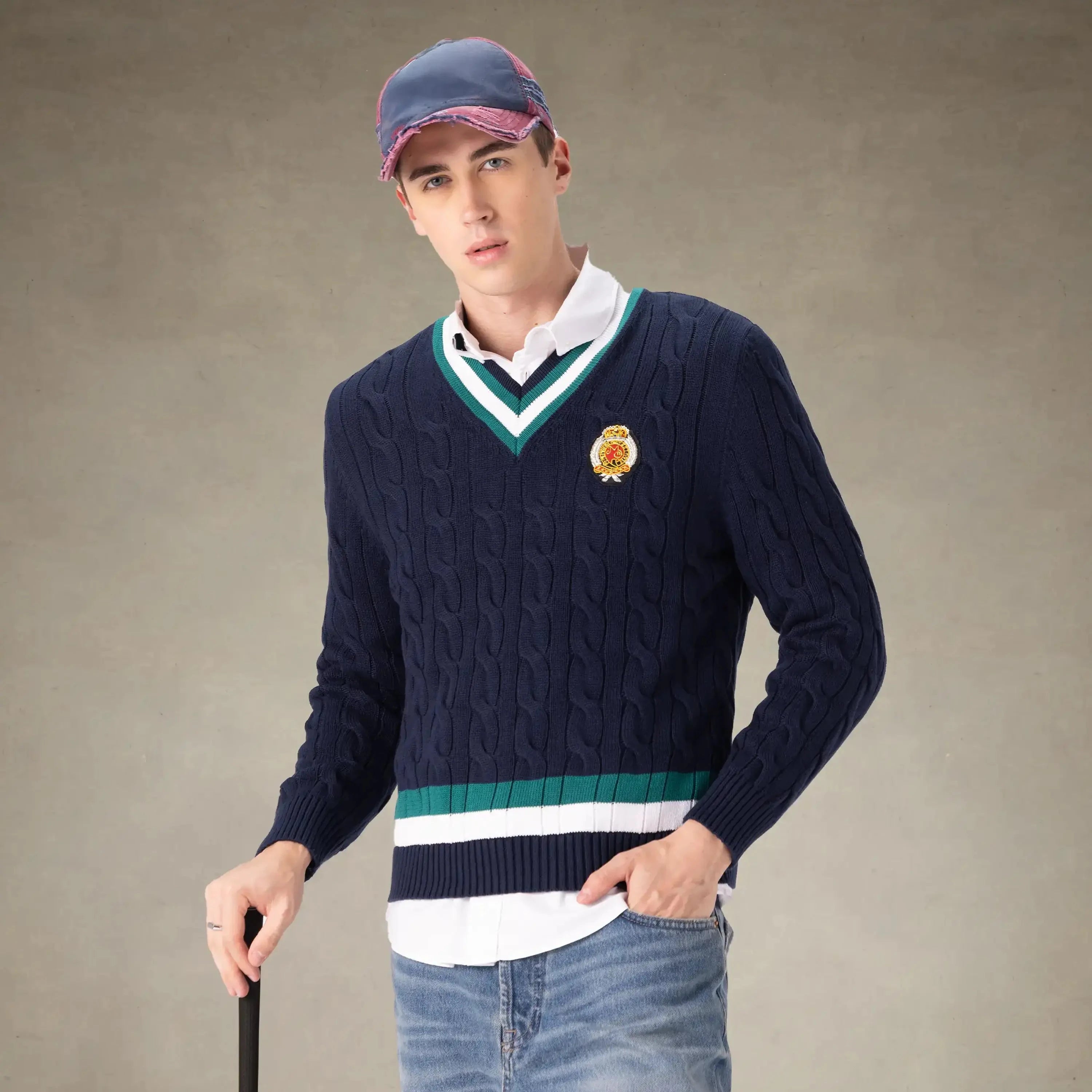 Men's Cable Knit Cricket Sweater Members Only® Navy S
