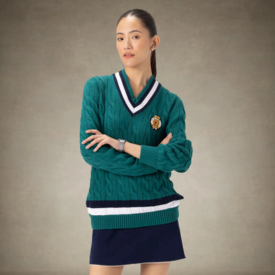 Women's Cable Knit Cricket Sweater Members Only® Green S