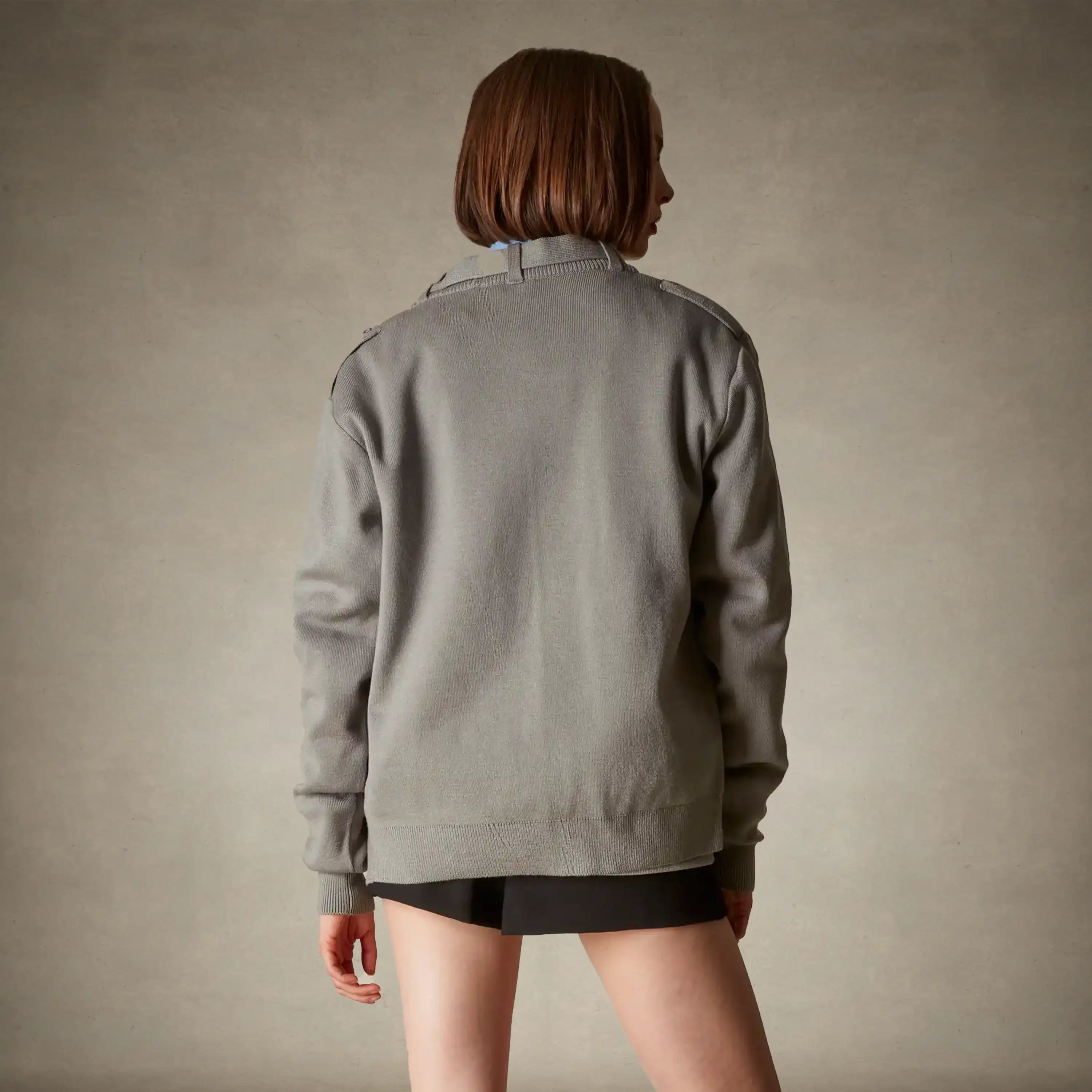 members only grey zip up sweater for women