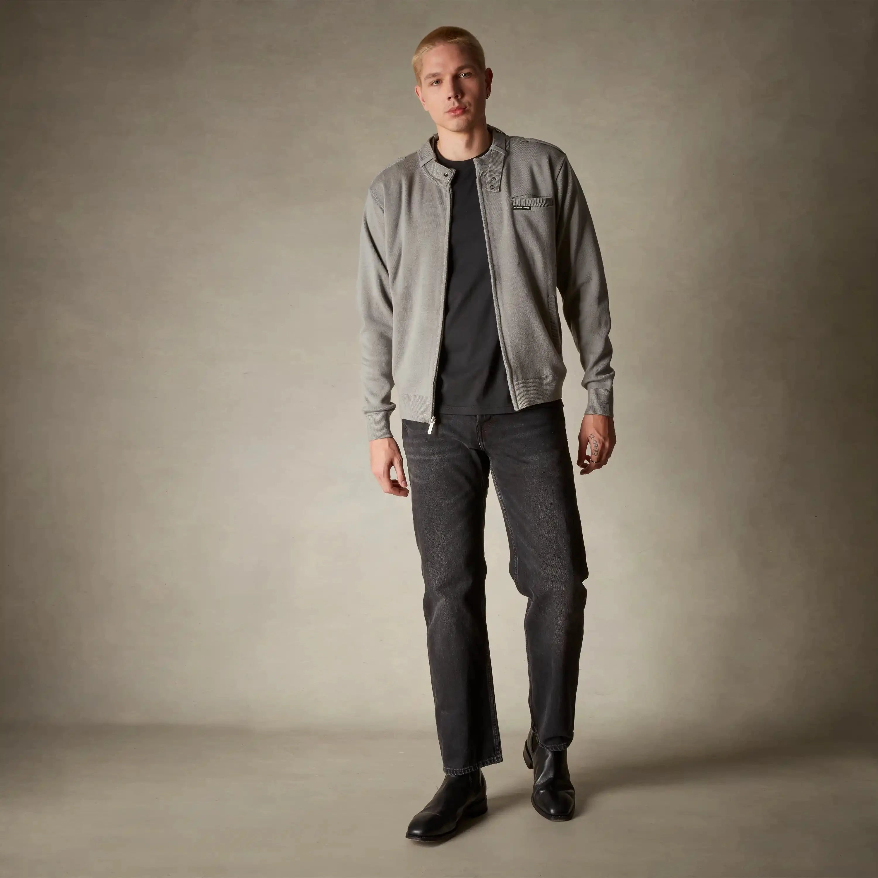 men's grey cardigan sweater