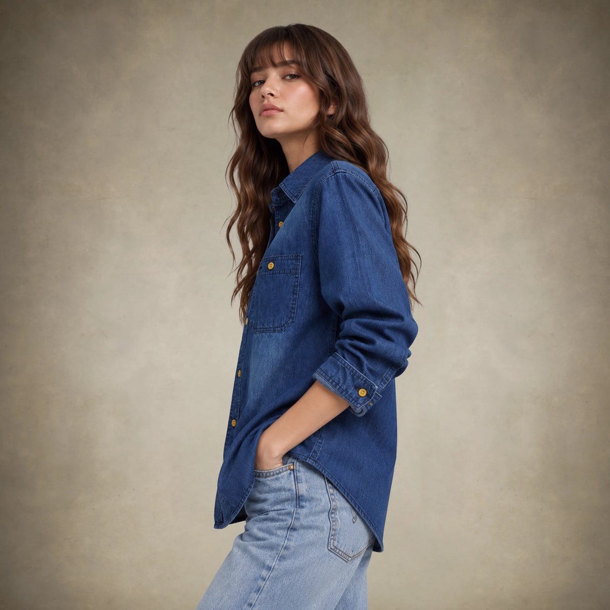 Women's Oversized Cotton Denim Shirt