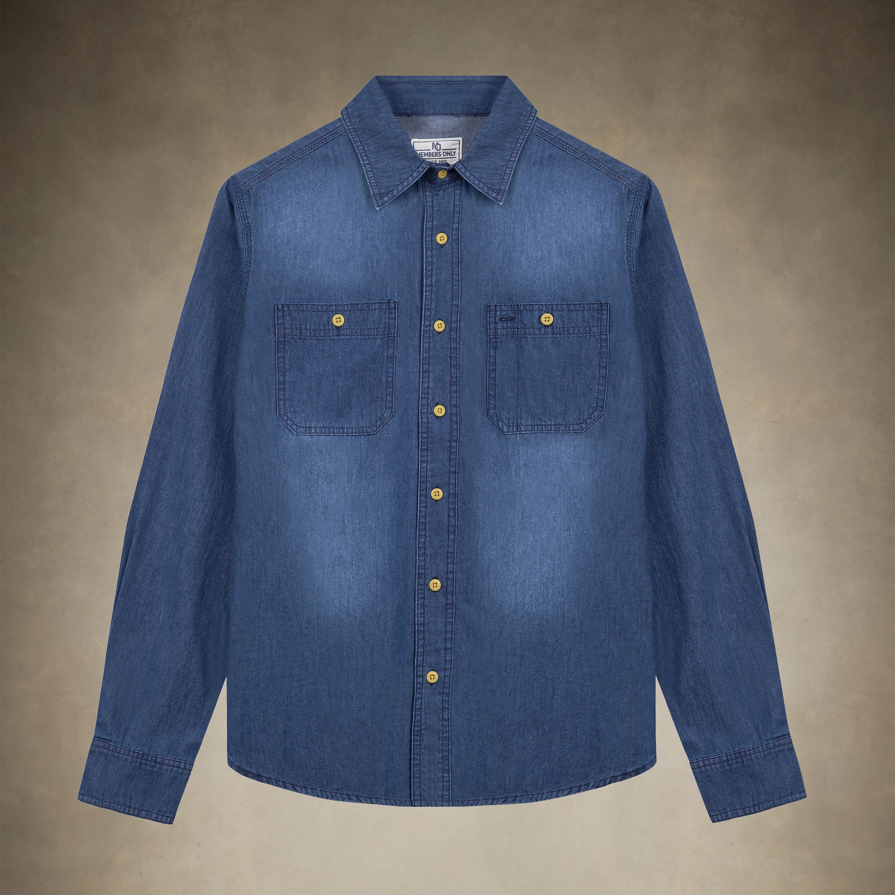 Dark blue denim shirt with dual pockets