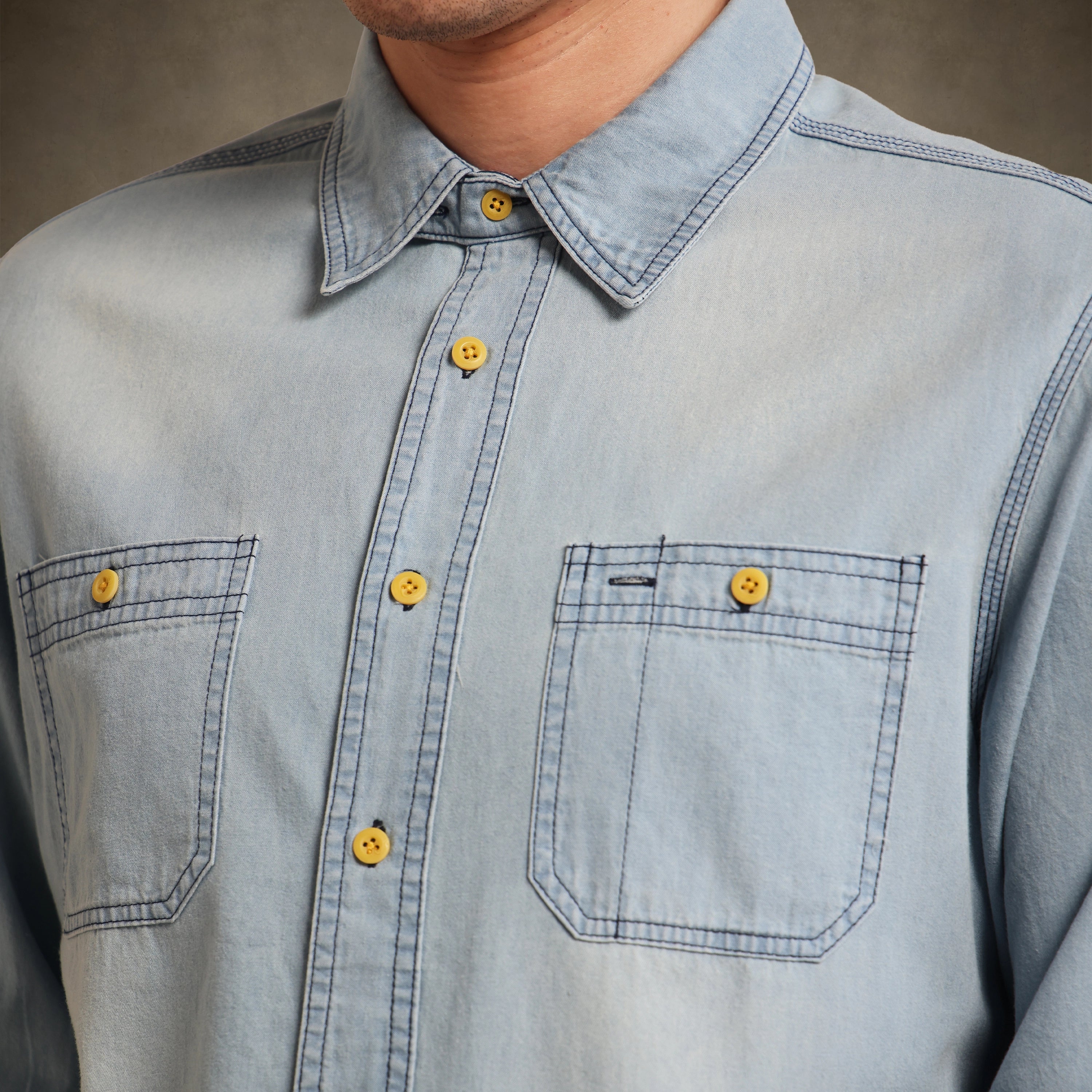 Denim shirt with front pockets for men